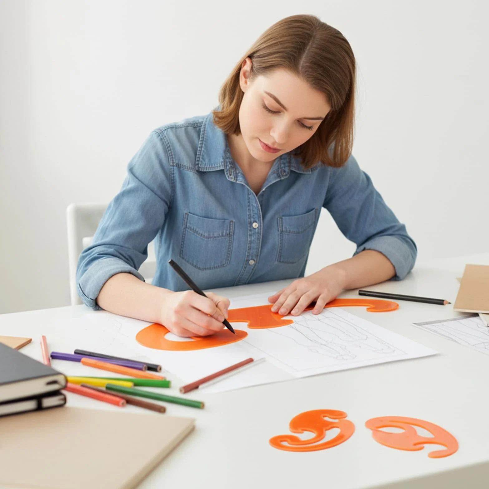 Set de Reglas Curvas para Dibujo Técnico, Resistentes a la Decoloración, Plantillas para Ropa