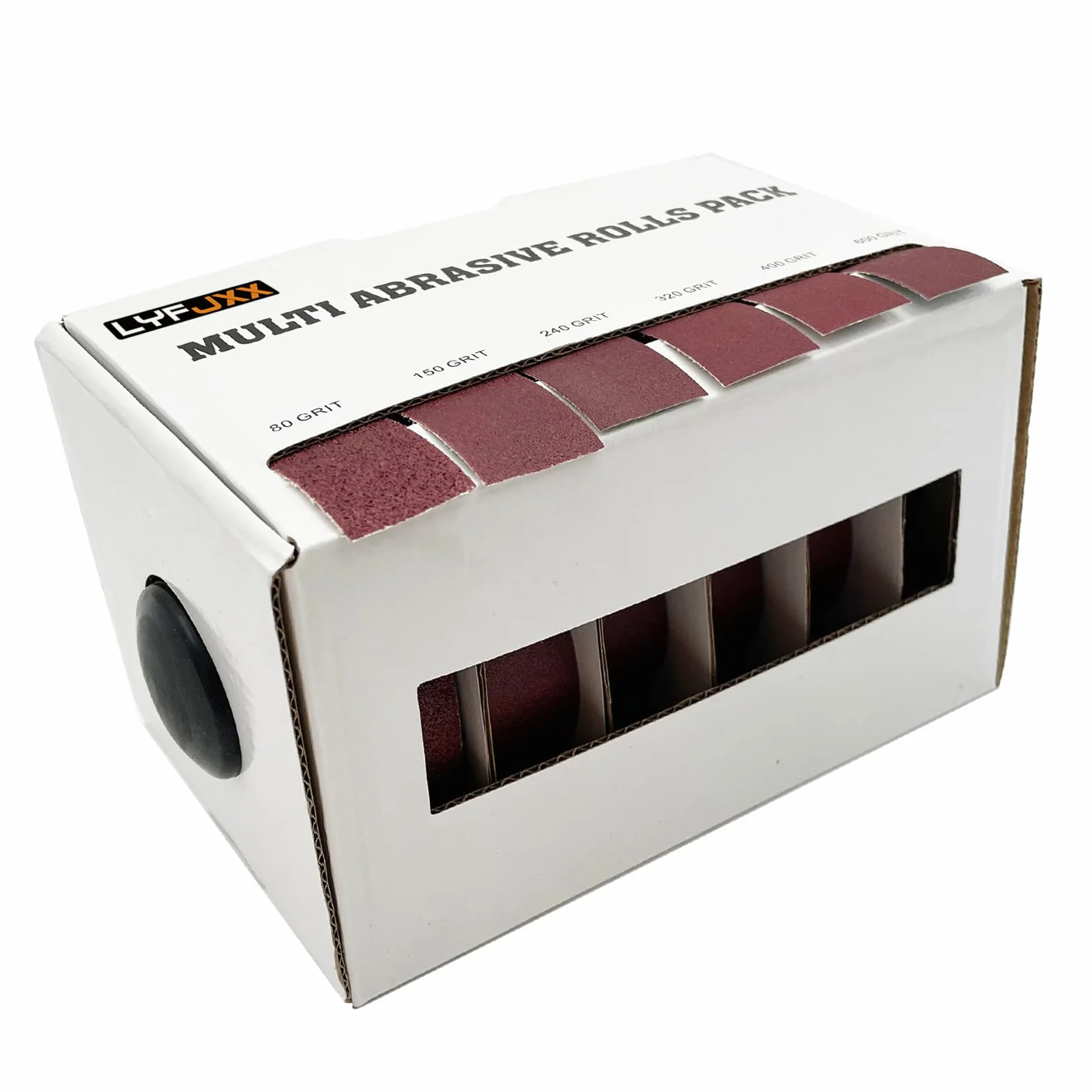 Rollo de tela Emery, rollos de papel de lija abrasivo de 6 granos, paquete surtido con dispensador para pulido de metales para carpintería, 80 150 240 320 400 600Grits Correas de lijadora de 8 metros
