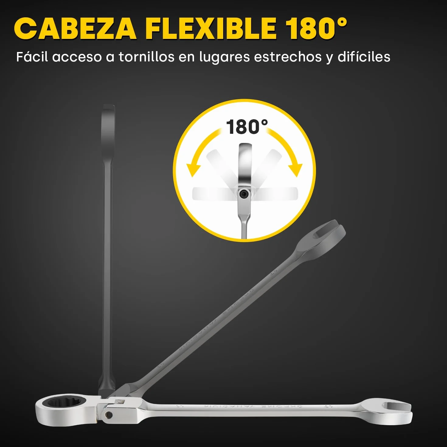 Enventor Juego de Llaves Combinadas de 12 Piezas, Juego de Llaves Combinadas con Carraca SAE 1/4"-7/8", Acero Cromo Vanadio, 72 Dientes, Cabezal Giratorio de 180°, Arco de Giro de 5°, Bolsa