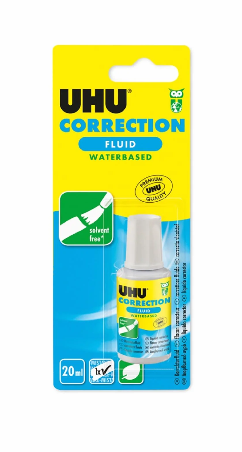 UHU - Frasco corrector con líquido correctivo, preciso, secado rápido, blanco, 20 ml