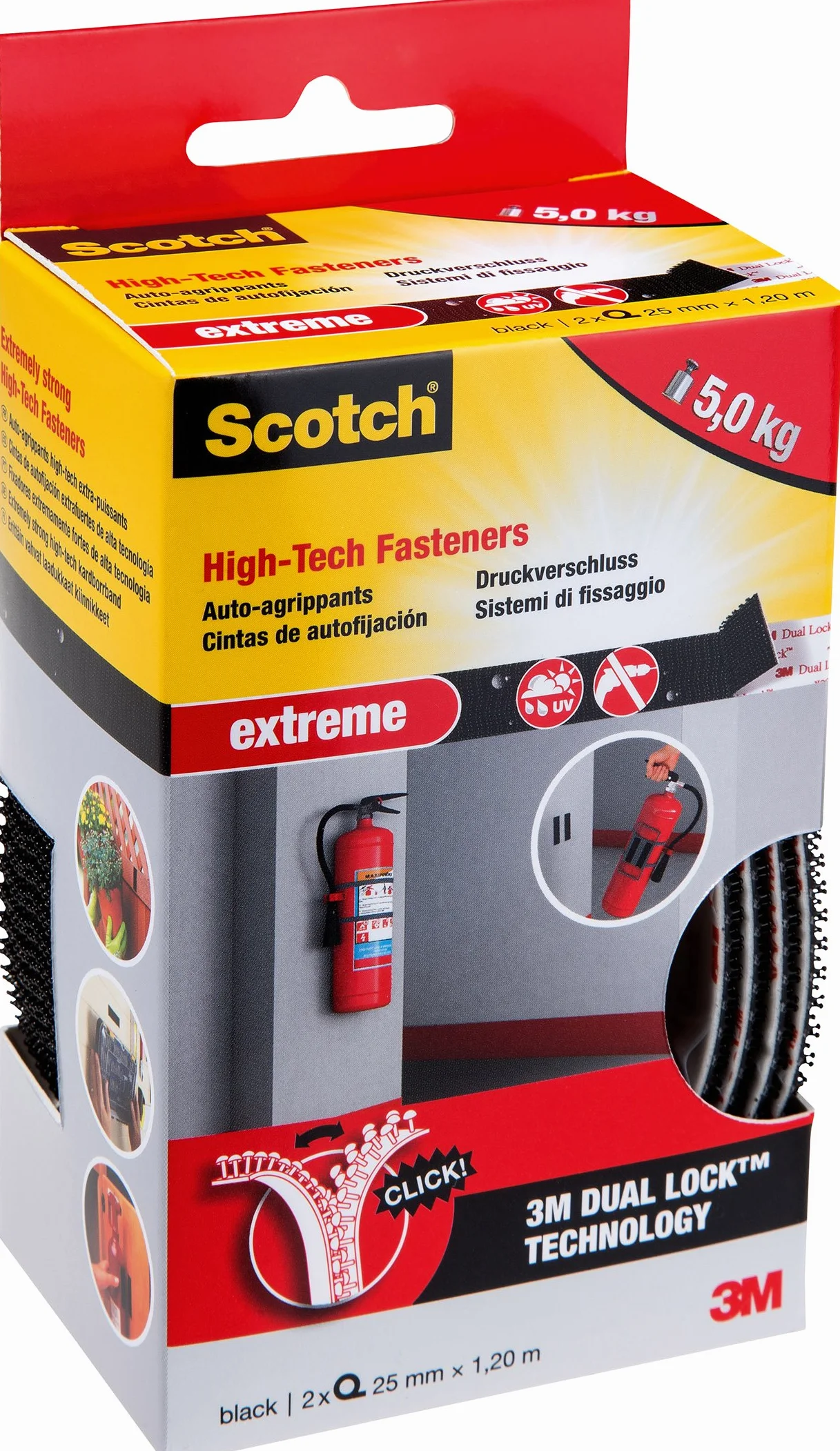 Scotch Tiras de sujecin extrema 2rollos de color negro de 25mm12m