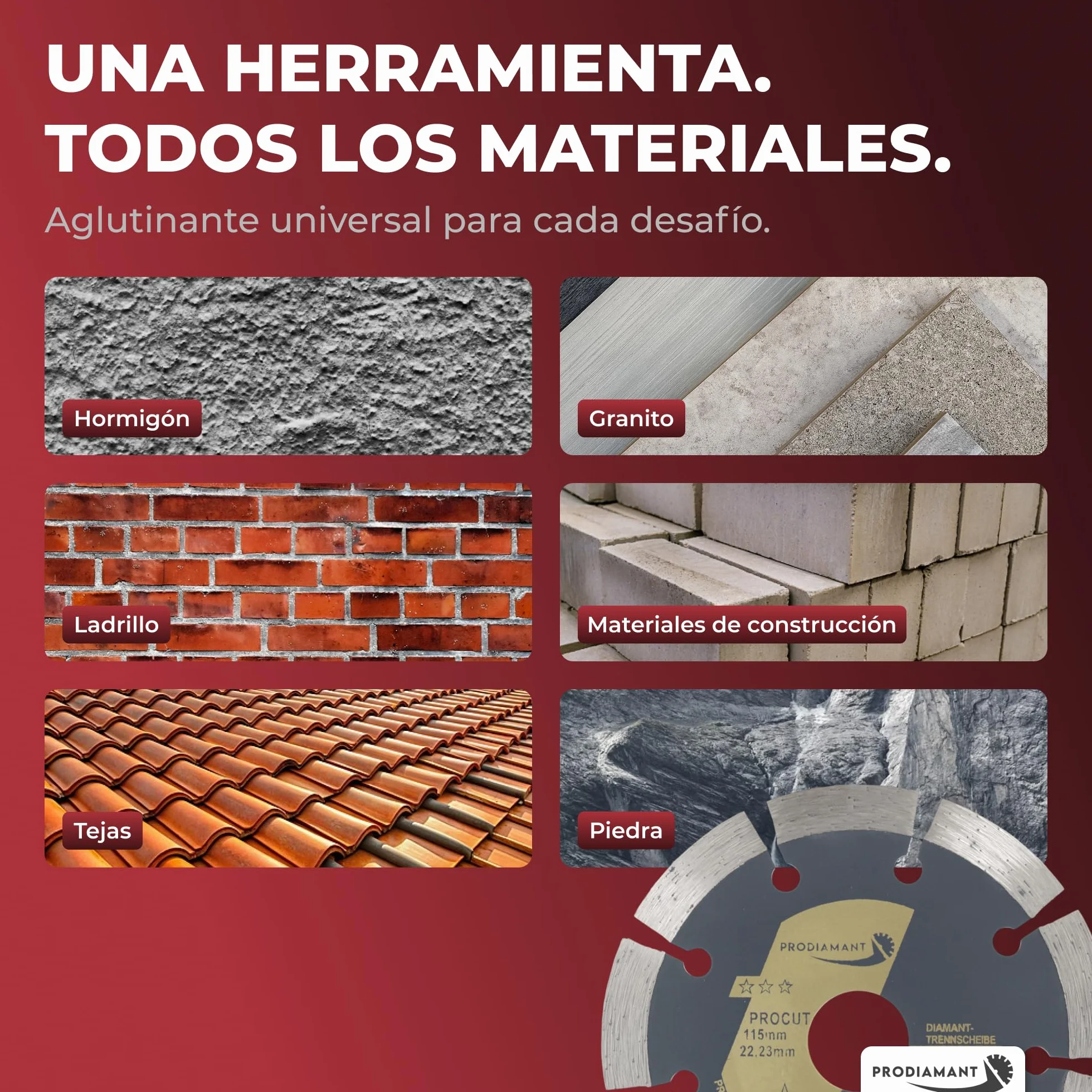 Disco de corte de diamante universal 115 x 22,2 mm para hormigón, piedra, ladrillo