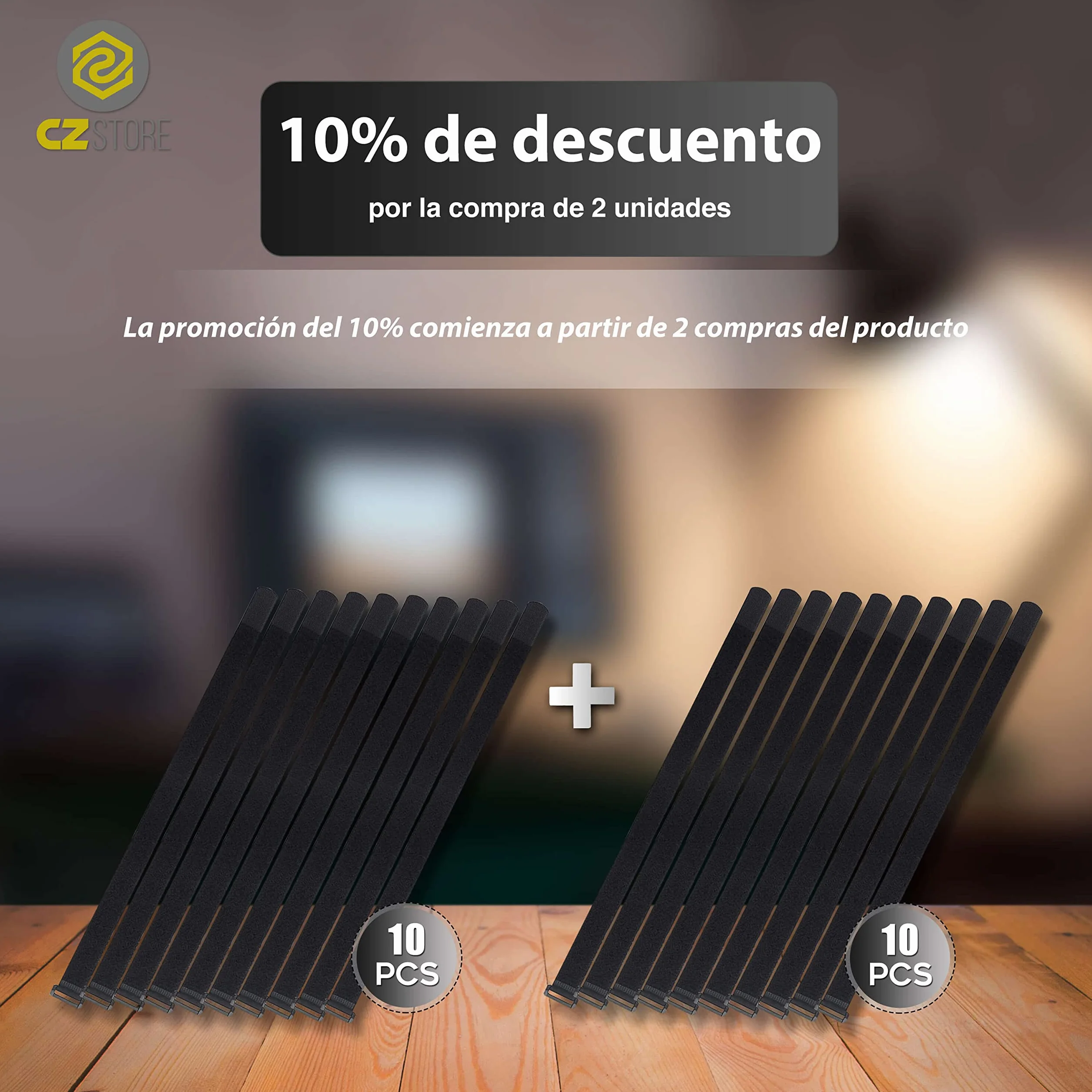 Bridas Ajustables para Cables - ✮GARANTÍA DE POR VIDA✮ - Paquete de 10 Correas de Nylon Resistentes con Hebilla de Plástico - Organizadores para Sujetar Cables de Ordenador, Herramientas