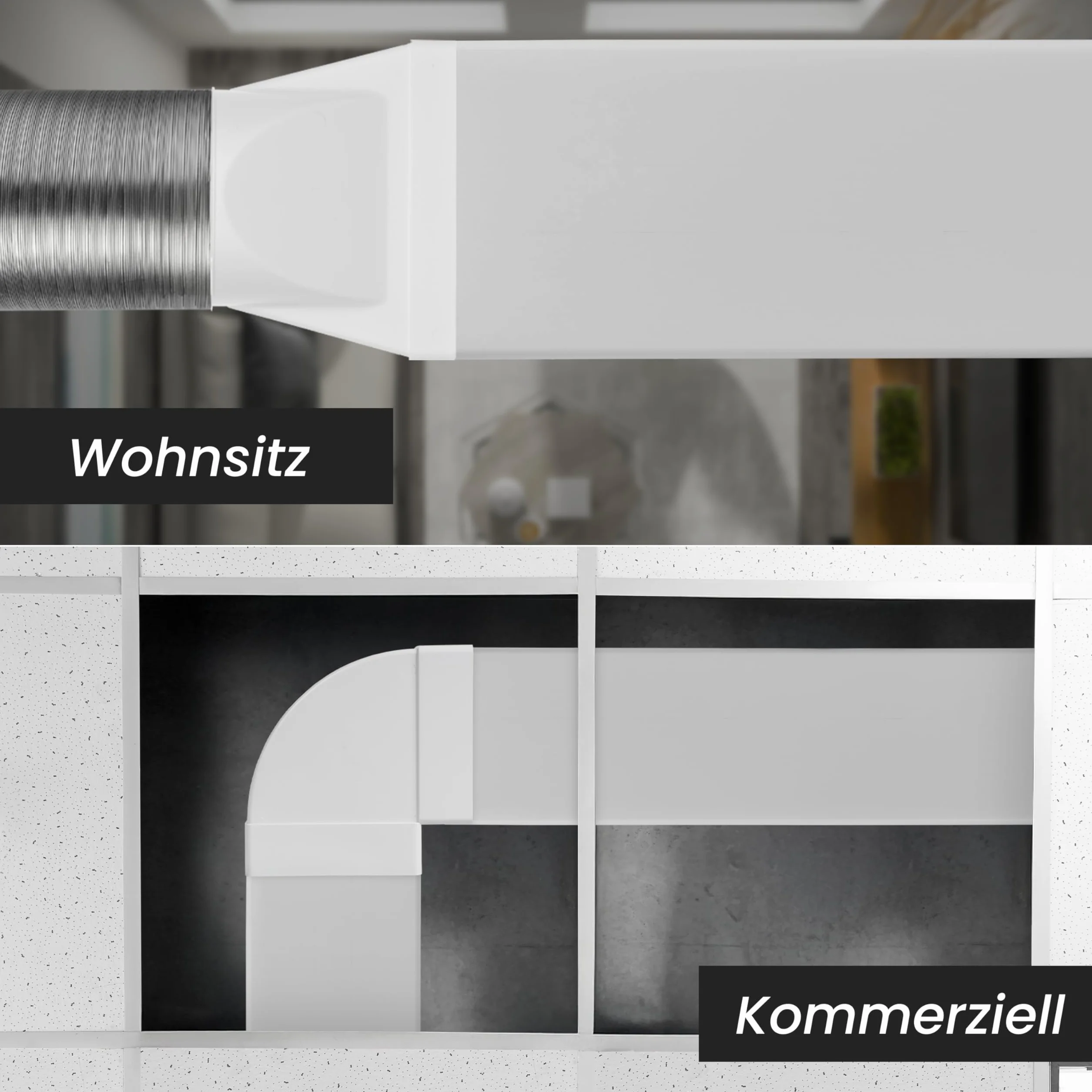 Repa Market Canal plano de 120 x 60 mm, rectangular, de plástico, 1 m de largo, sistema de ventilación, conexión para calefacción, refrigeración, conducto de aire acondicionado, conducto