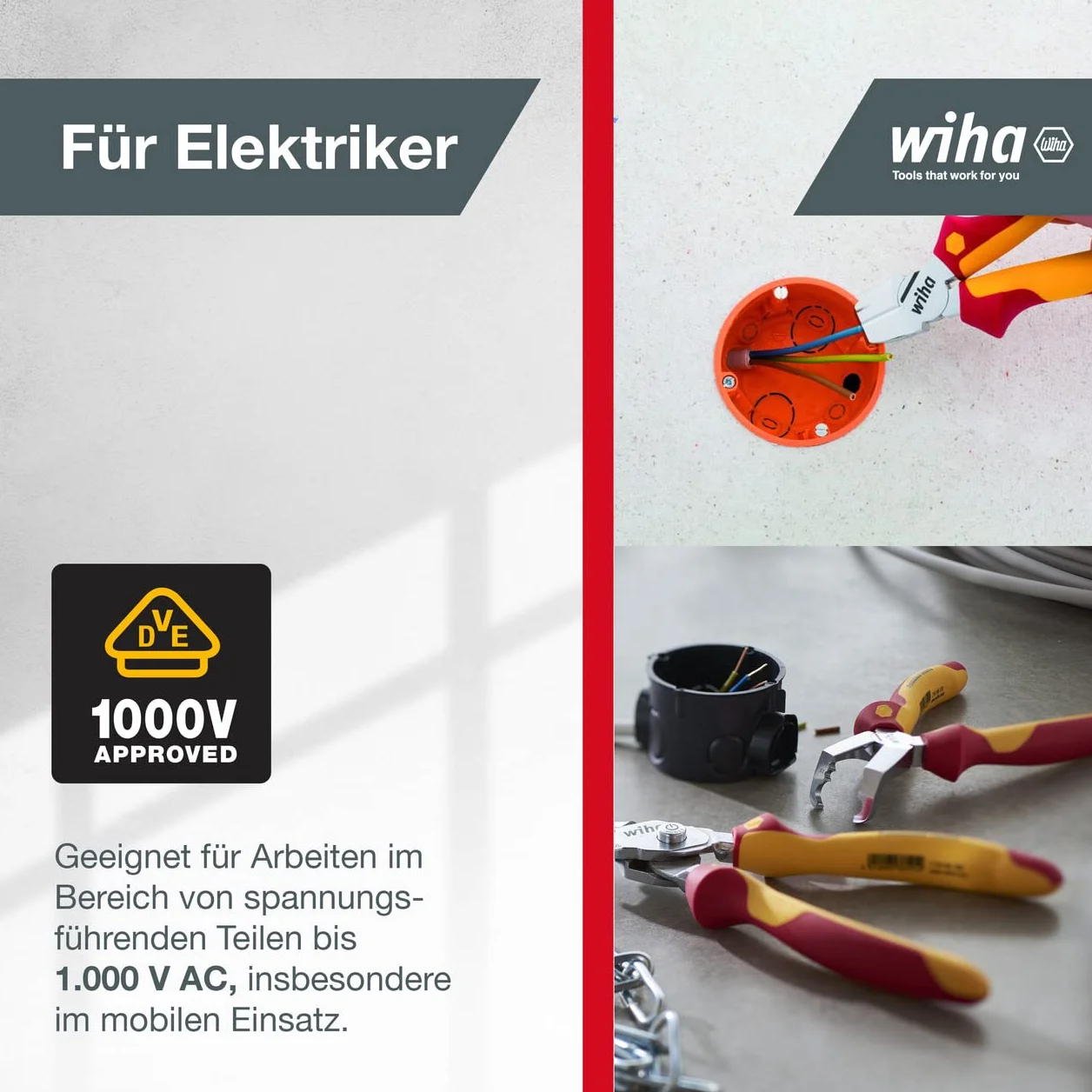 Wiha Alicates de instalación TriCut Professional electric 170 mm, 7" (38552)