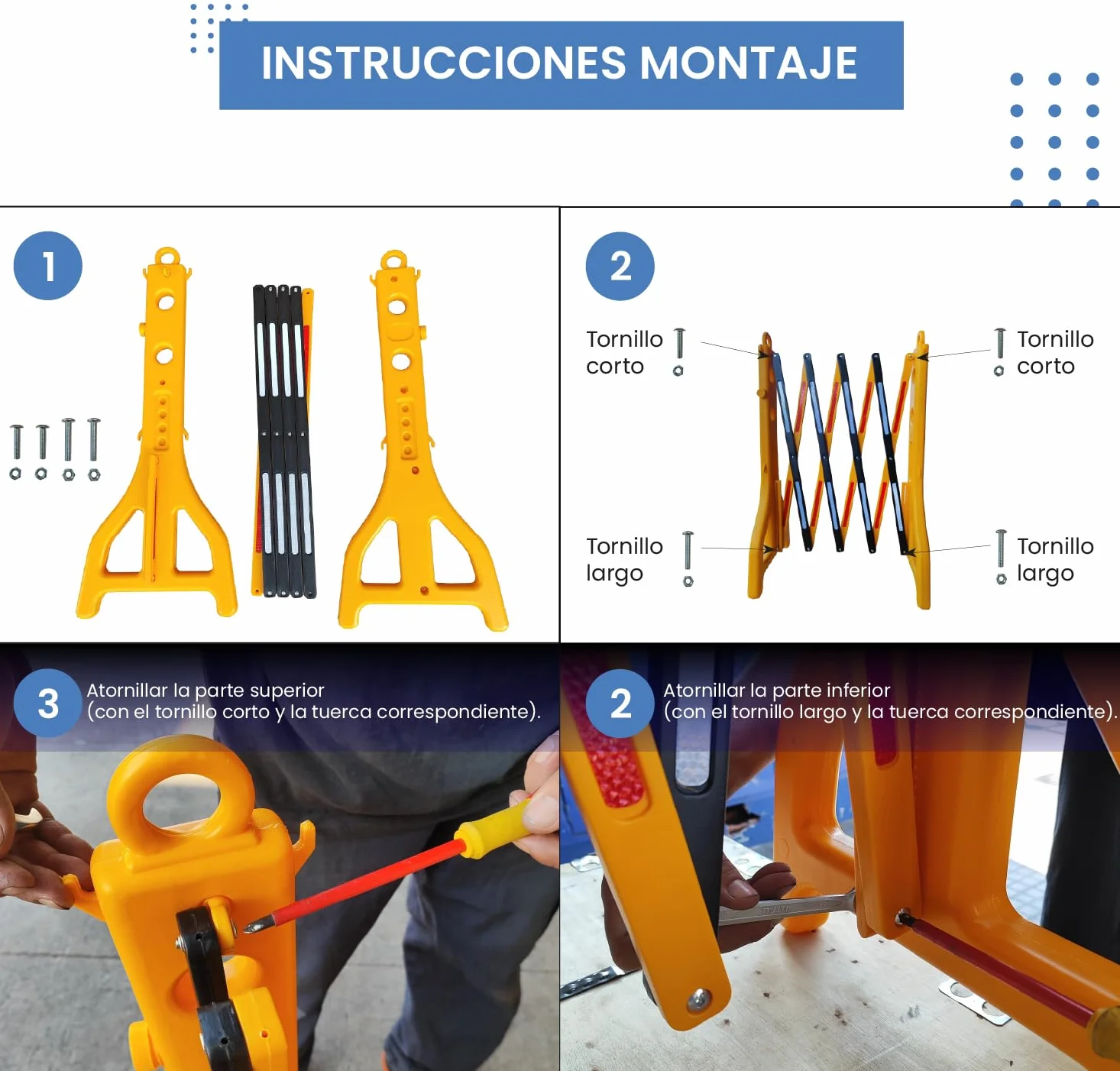Valla extensible de plástico polipropileno amarilla y negra rellenable con agua 3 unidades