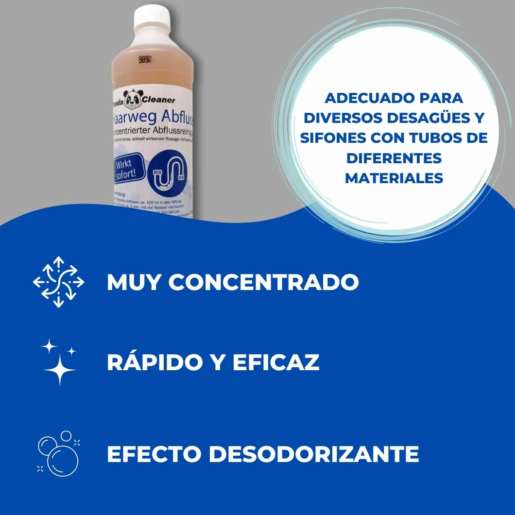 PandaCleaner Haar-weg Desatascador para el cabello en los desagües, elimina atascos orgánicos