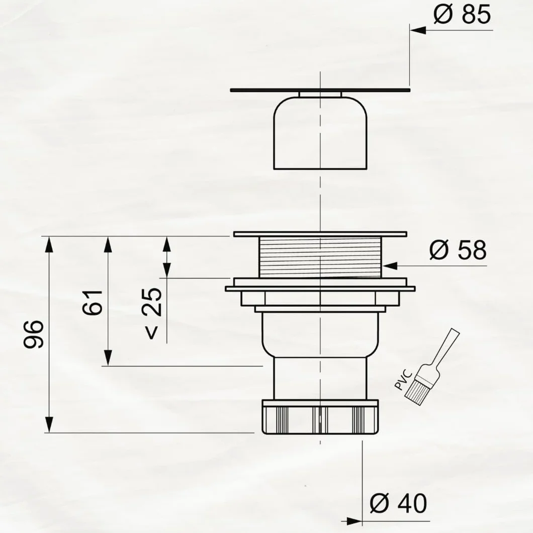 Wirquin sp411 C Desagüe de ducha salida vertical roscado diámetro 60