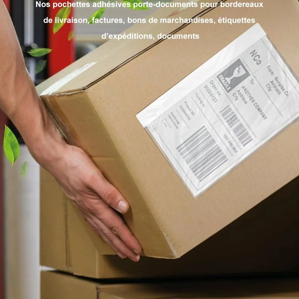 Bolsa Adhesiva Portadocumentos, Sobres Para Albaranes, Sobres Portadocumentos Adhesivos, Bolsa de Albaran, Guarda Albaranes, Facturas, Se Adapta a Documentos de Tamaño A5, 25 Piezas, Transparente