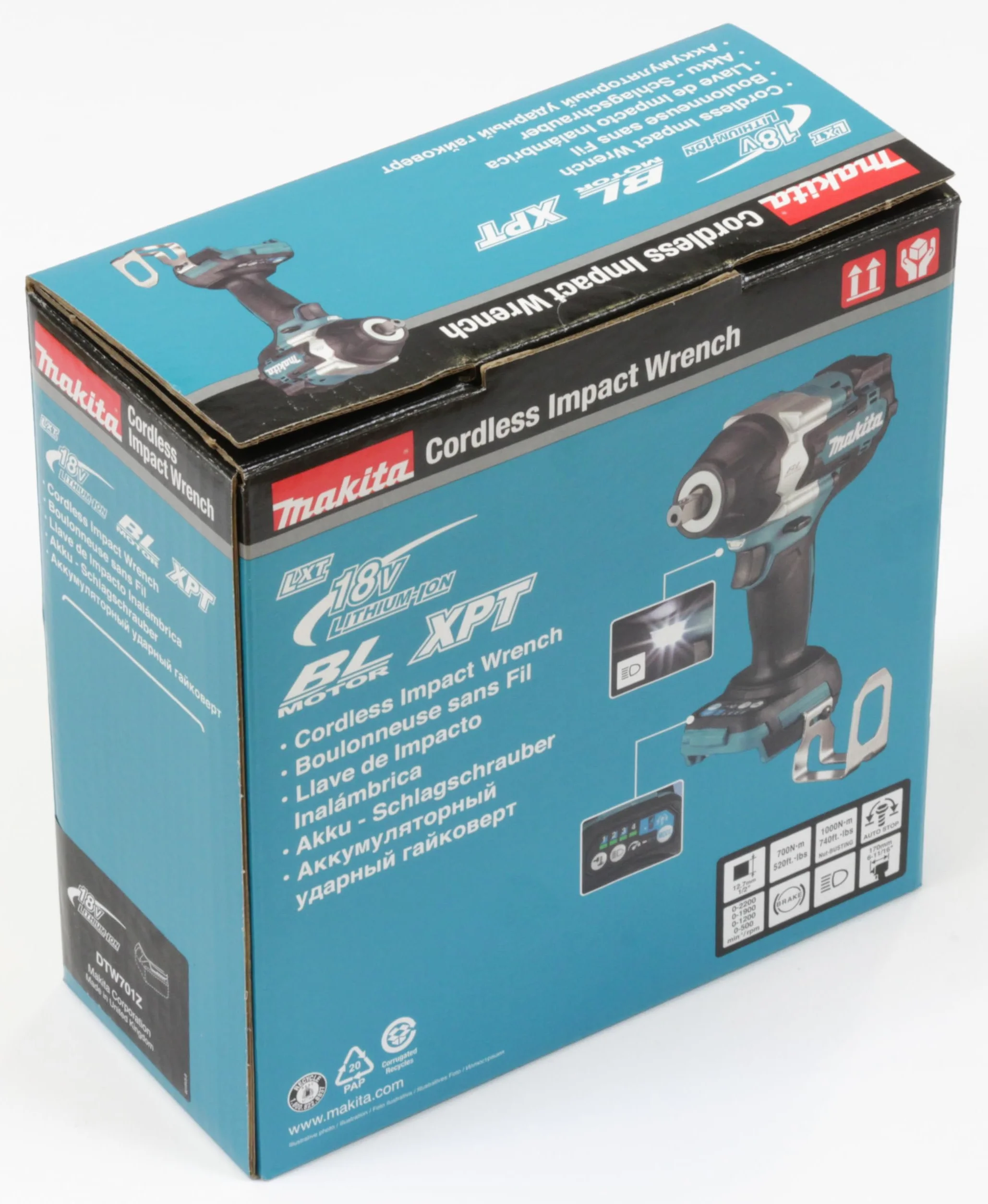 Makita DTW701Z Atornillador de impacto inalámbrico de 18 V (sin batería, sin cargador)