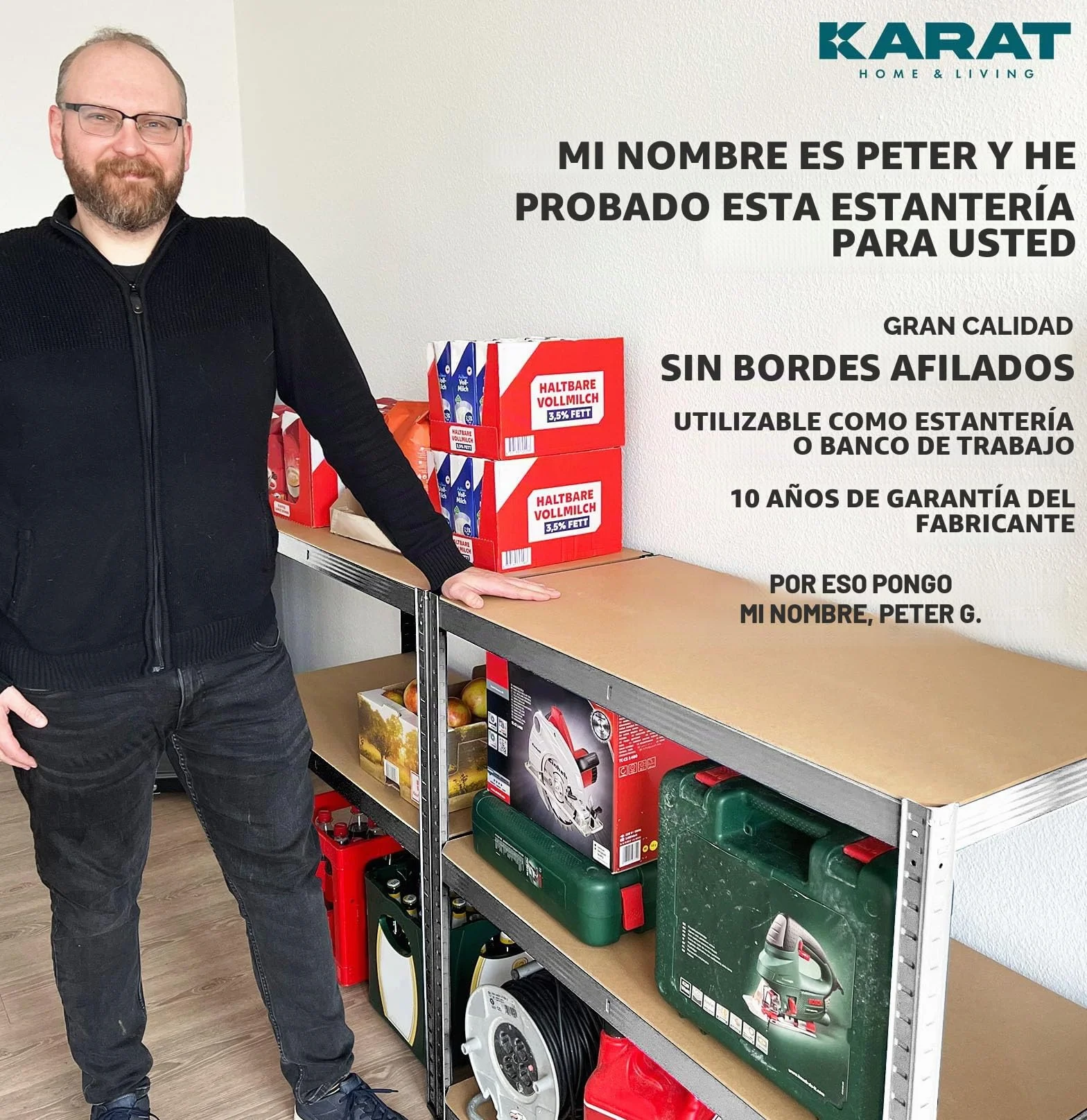 KARAT Estantería de metal para cargas pesadas, 180 x 90 x 60 cm, 5 estantes ajustables (galvanizado)