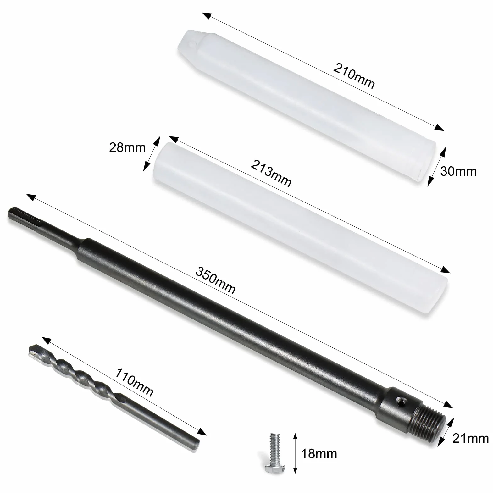 CCLIFE 350 mm Adaptador SDS PLUS para Sierra Corona Perforadora Hormigón + Broca 7 x 110 mm