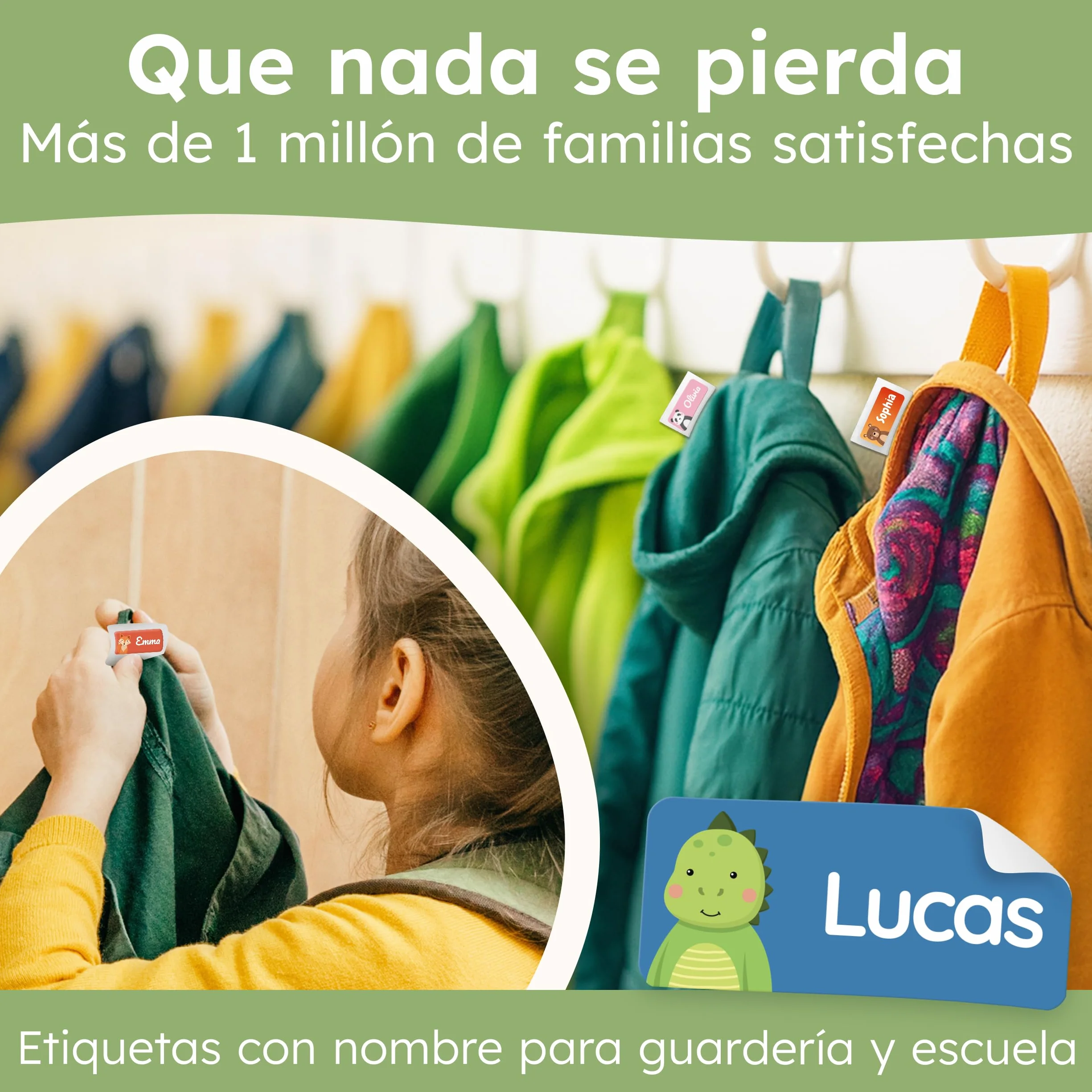 Etiquetas para Ropa Personalizadas melu kids® Aventura 60 piezas No planchar Pegatinas Lavables a Máquina