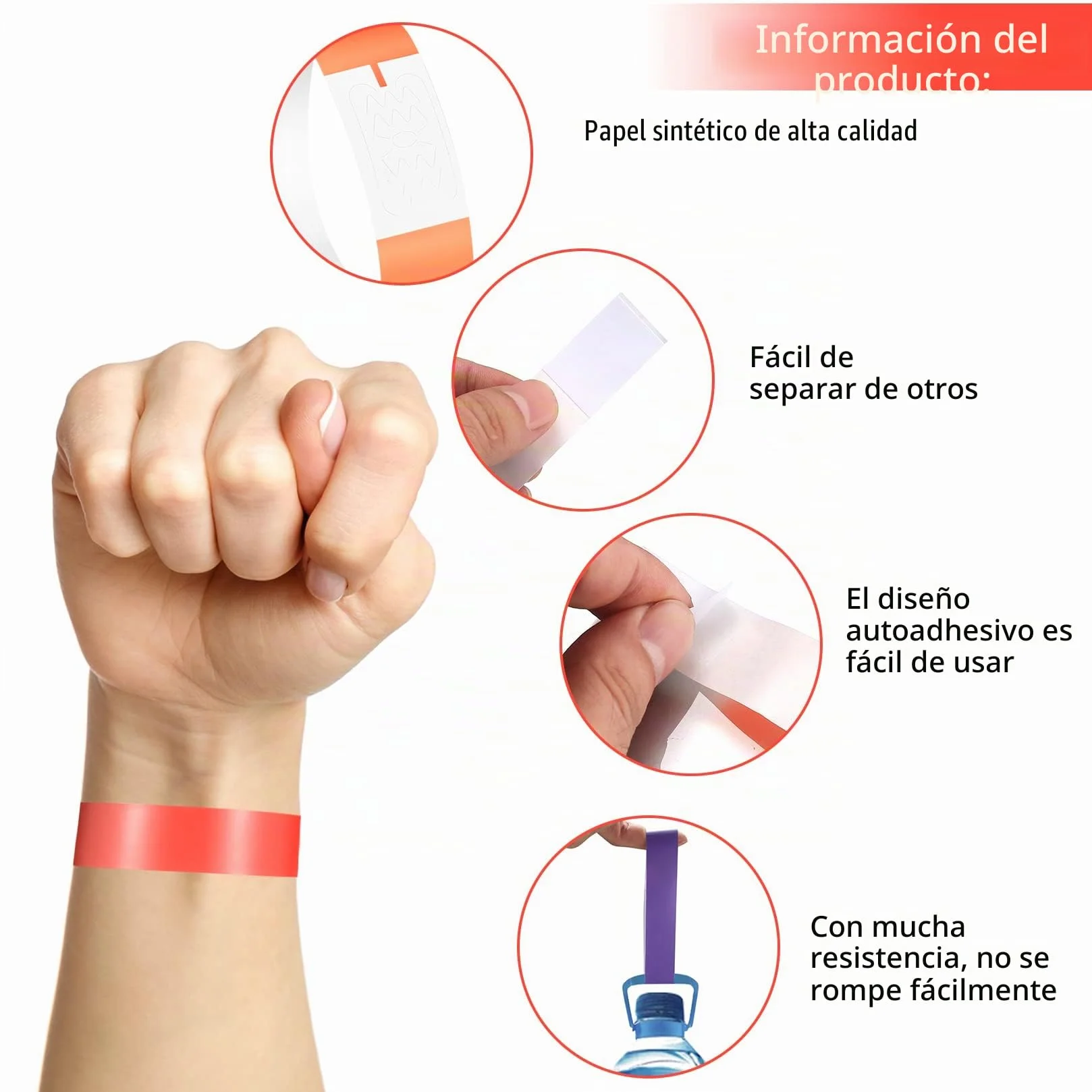 140 Piezas Pulseras Identificativas Impermeables de Papel para Eventos Fiestas