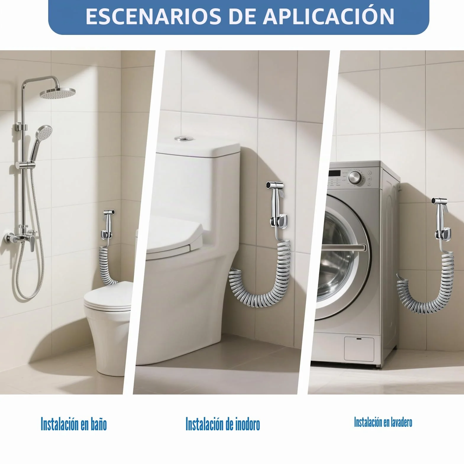Ducha Bidet Acero Inoxidable, Grifo Portátil para WC Kit Ducha Lavabo, Soporte Adaptador Manguera 2m