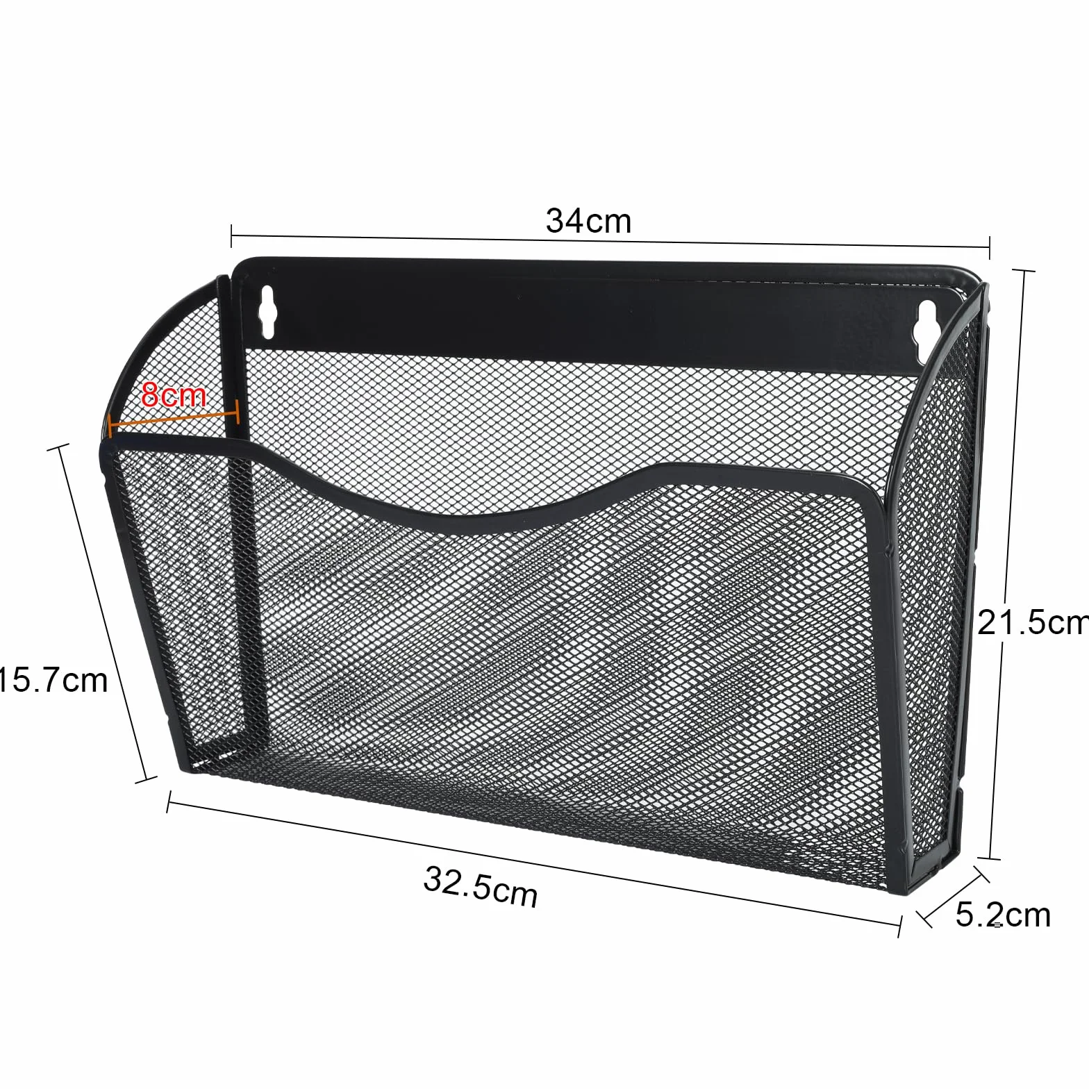 EasyPAG Soporte Documentos Metal A4 Bolsillo Horizontal Archivador de Pared Negro