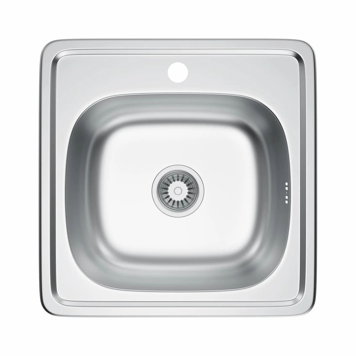 Fregadero de acero inoxidable, 1 lavabo, incluye sifón y orificio para grifo (48 * 48cm)