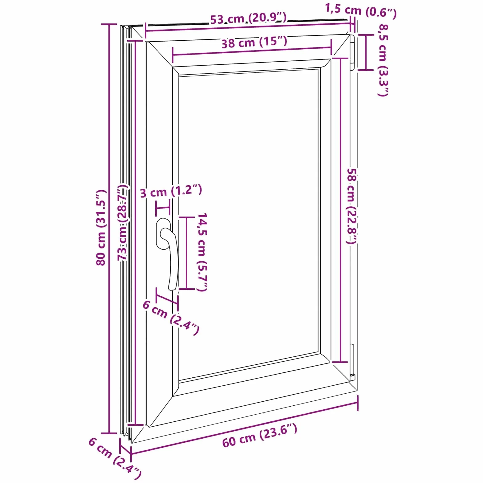 vidaXL Ventana de sótano RISOR 60 x 80 cm PVC y Vidrio Gris Antracita, Sótano, Aislante Térmico Moderno y Duradero para Ventanas Eficientes, Accesorios de Vidrio PVC Aislantes