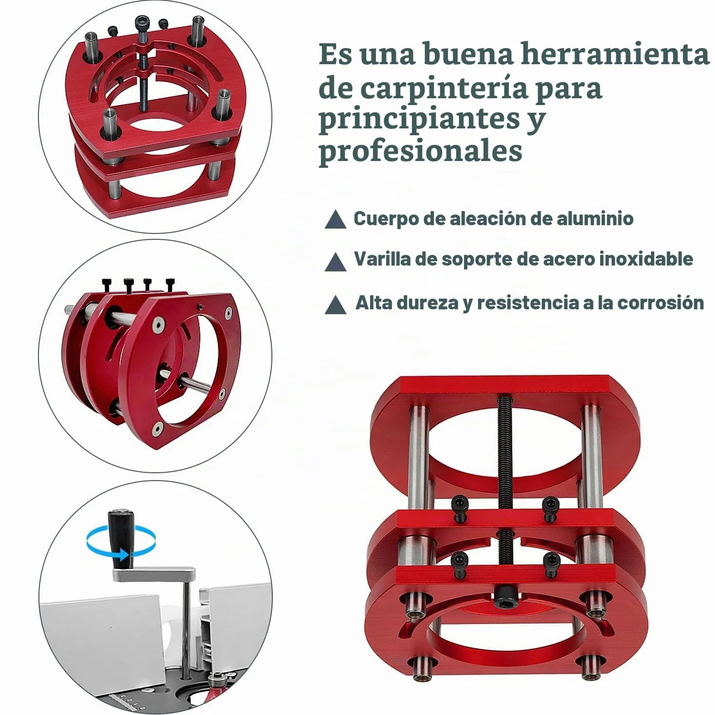 Mesa Fresadora para Madera de Aleación de Aluminio, Placa Fresadora Router Table,Negro Placa de Inserción de Mesa + Rojo Base, Adecuado para Mesas Fresadoras con un Diámetro de Motor de 64-66 mm
