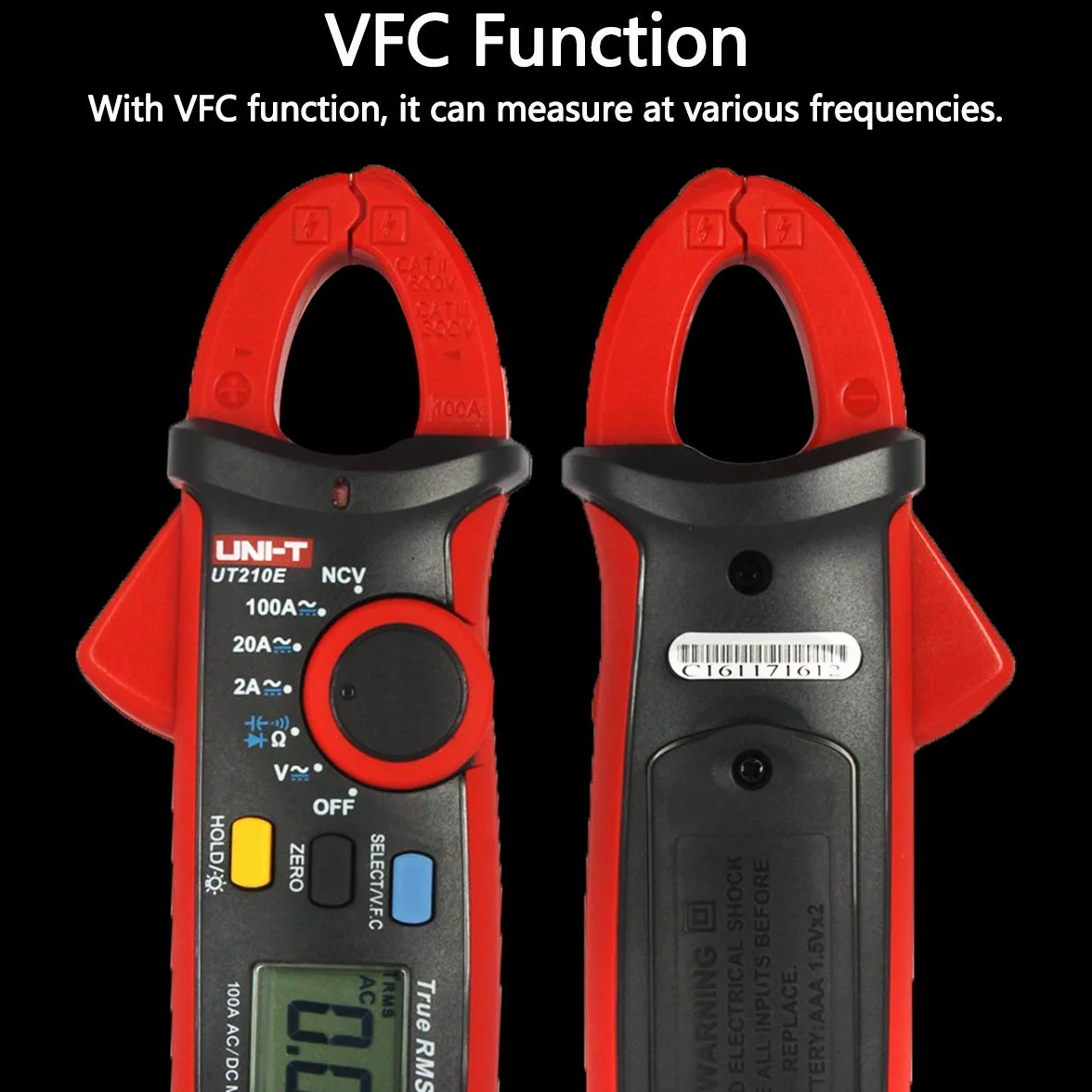 UNI-T UT210E Mini Digital Clamp Meter - DC Clamp Multímetro digital con Pinza para Voltímetro, Amperímetro y Ohmímetro con LCD y Retroiluminación