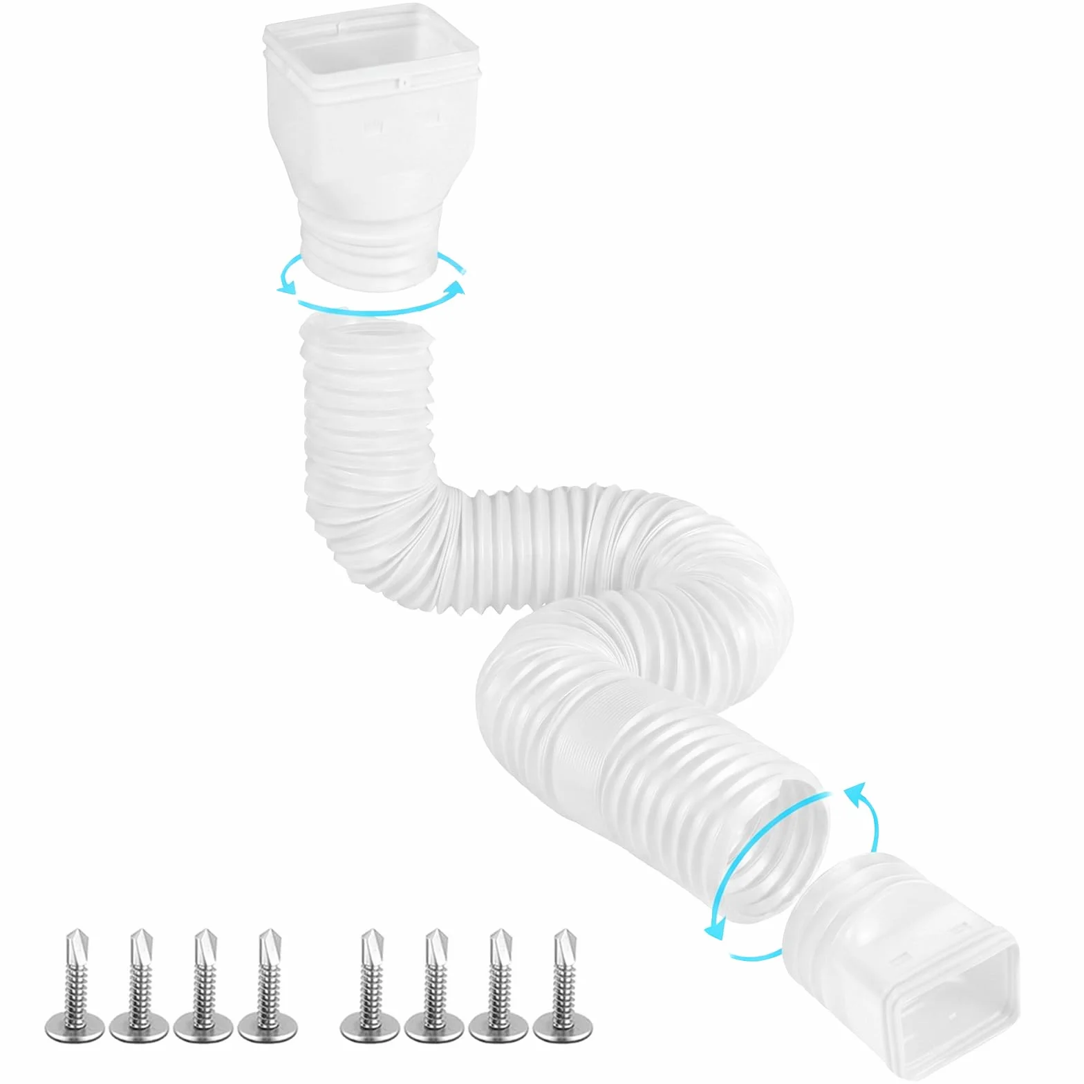 Gutterlix 1 paquete de extensiones flexibles de canalón de bajante extensibles de 21 a 67 pulgadas, el extensor de bajante viene con adaptadores, extensión de drenaje de boquilla gruesa para drenaje