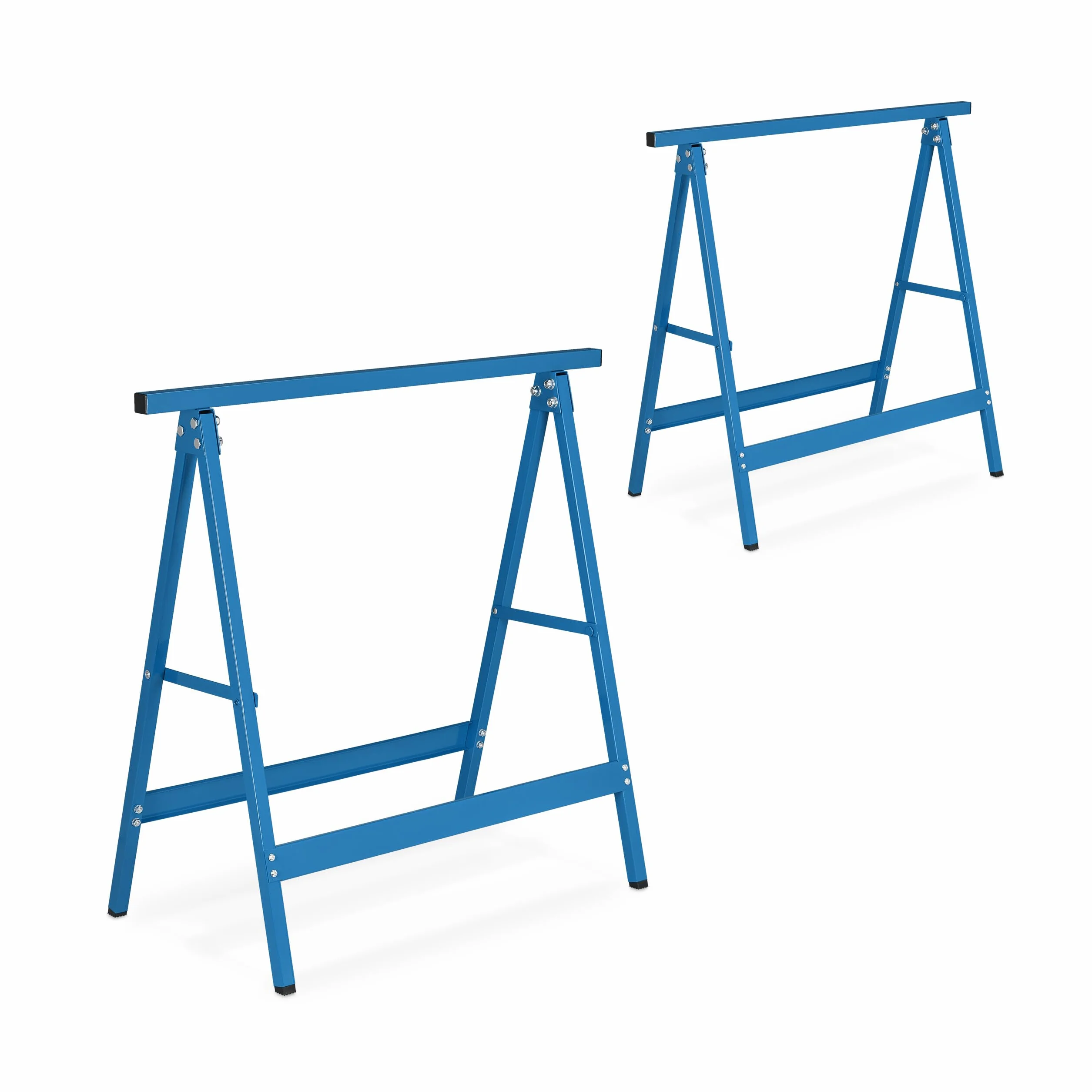 Relaxdays Arbeitsbock 2er Blau Caballetes de Trabajo en Set de 2, Plegables, 100 kg, 74 x 78 x 40 cm, Borriquetas de Taller, Pintor, Azul, Acero