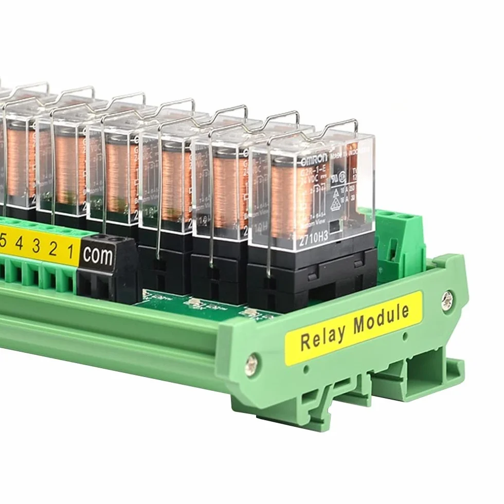 Módulo de relé, CC 24 V, módulo de relé extraíble aislado de 8 canales, módulo de relé optoacoplador, placa amplificadora de señal PLC, riel DIN de 35 mm
