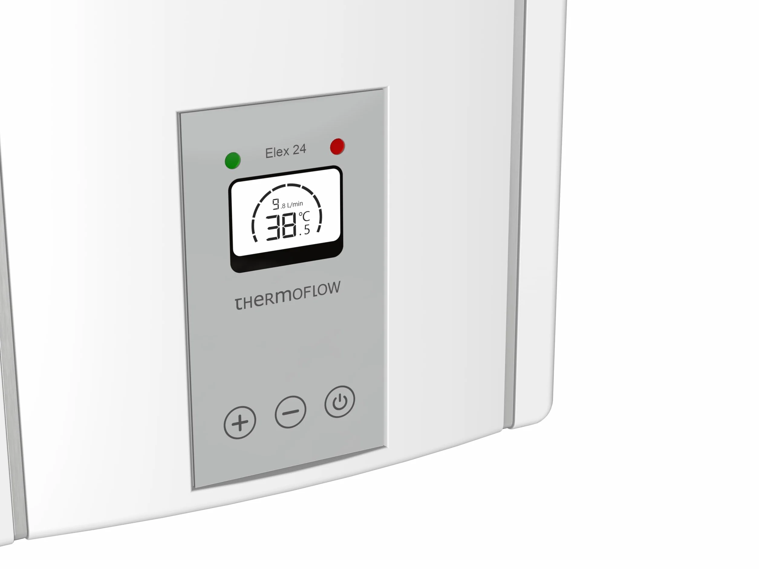 Thermoflow Elex 24 – Calentador de agua instantáneo resistente a la presión / 24 kW / 400 V/calentador de agua hasta 55 °C/conexión G 1/2» / 13 L/min/ideal para lavabo, baño o cocina / ELEX24.