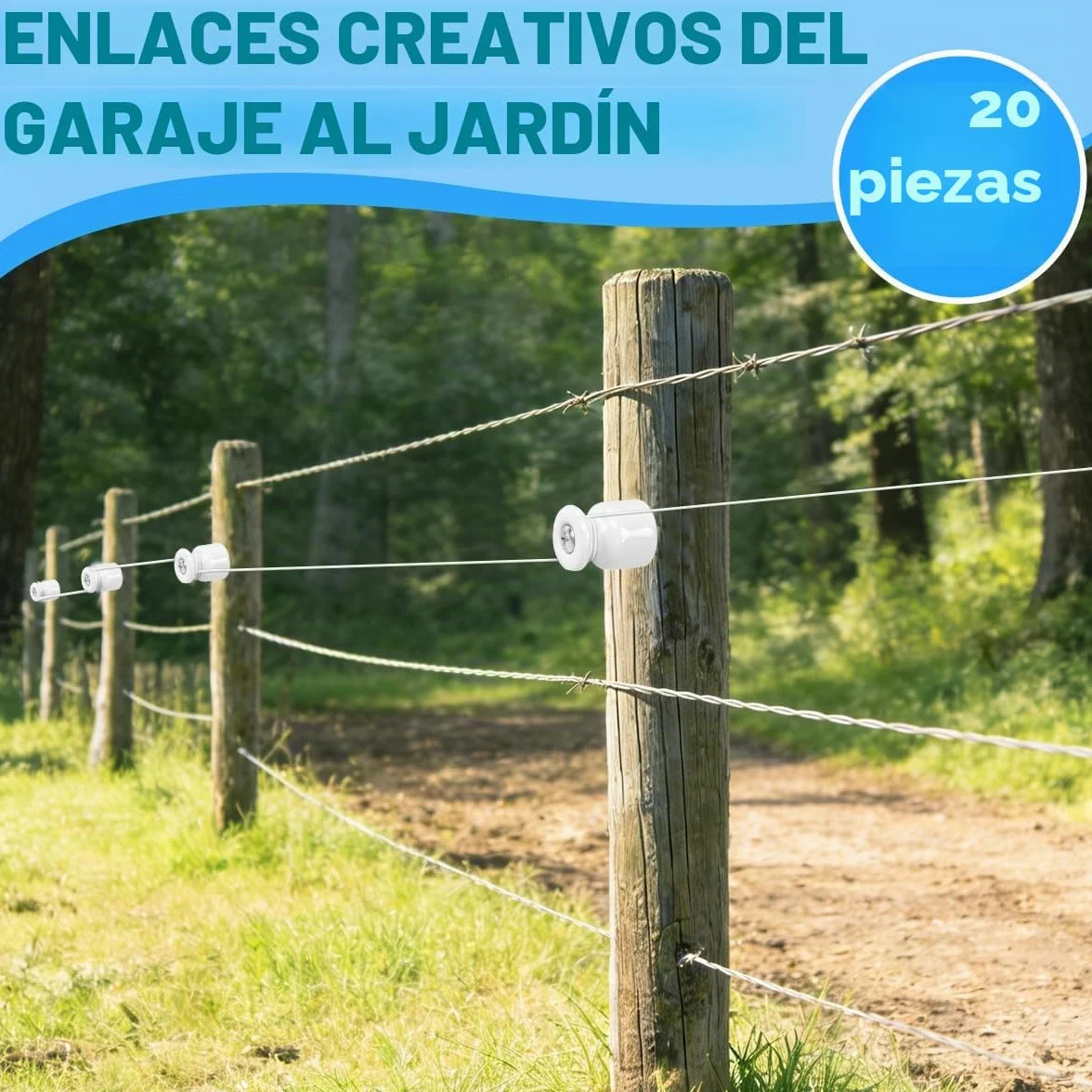 20PCS Aisladores de Porcelana para Cable Trenzado Ø19 mm, Abrazadera Cable Porcelana, Aisladores de Ceramica Blanco, Aislante dePorcelana con Tornillos y Tacos para Seguridad deCable Eléctrico