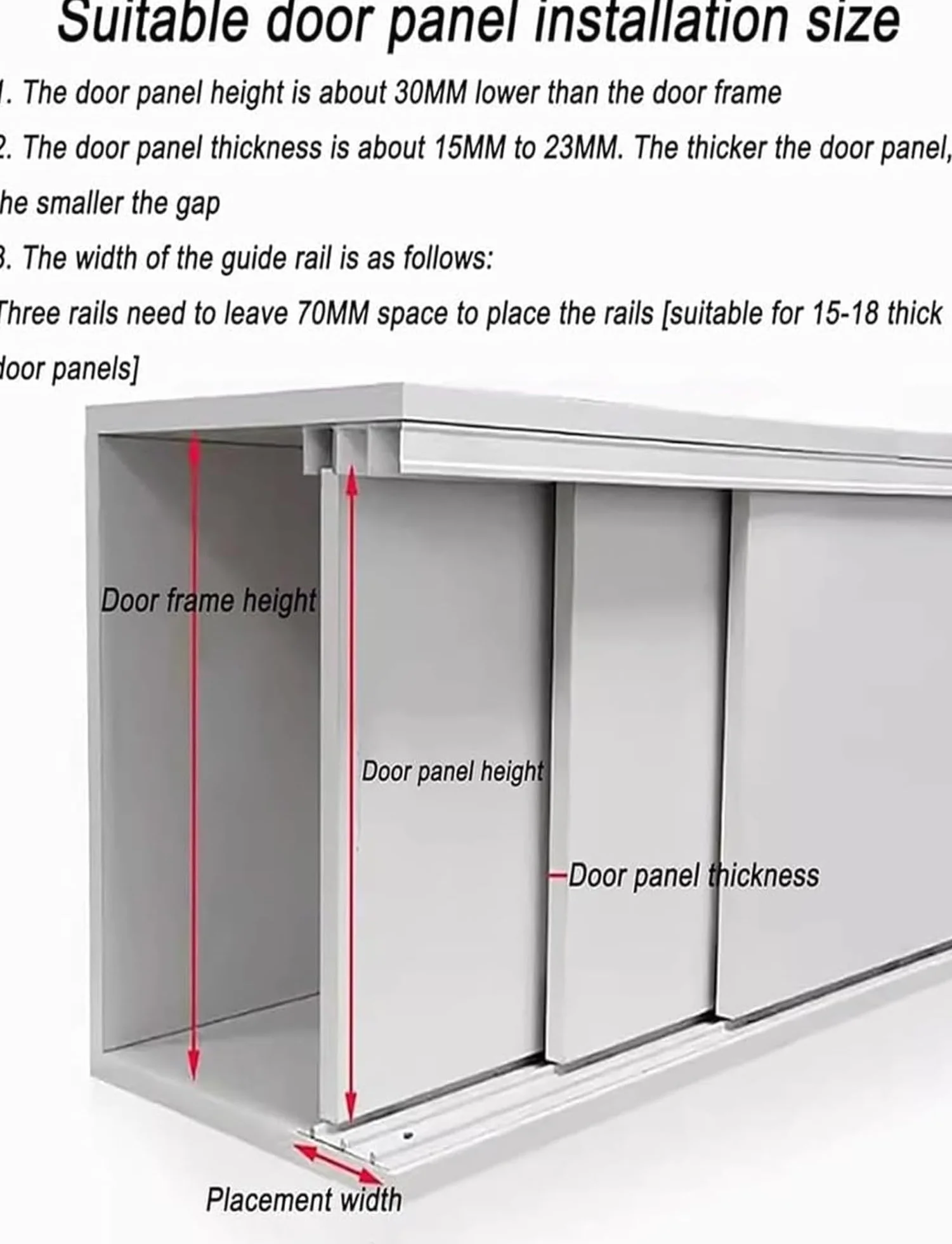 Kit de herrajes for puerta corredera de triple riel ajustable, rieles de aluminio for armario, divisor de habitación y puertas de gabinete, instalación de montaje empotrado(White,280cm110in)