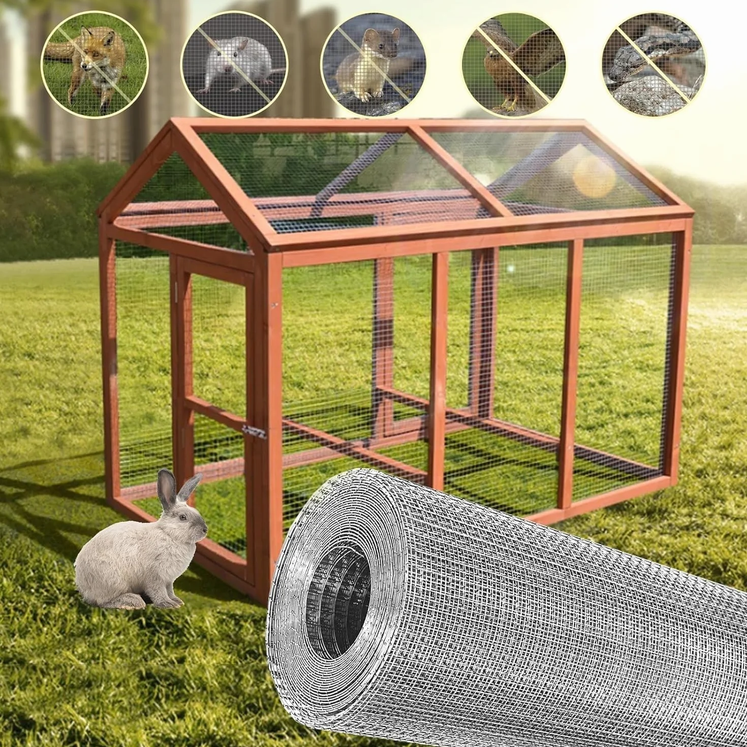 Malla de Alambre, Rollo Malla de Acero Inoxidable Red de Cría de Aves de Corral, 6mm/0,6mm Red de Seguridad para Barandillas, Proteger Nuevas Plantas(0.5x3m)
