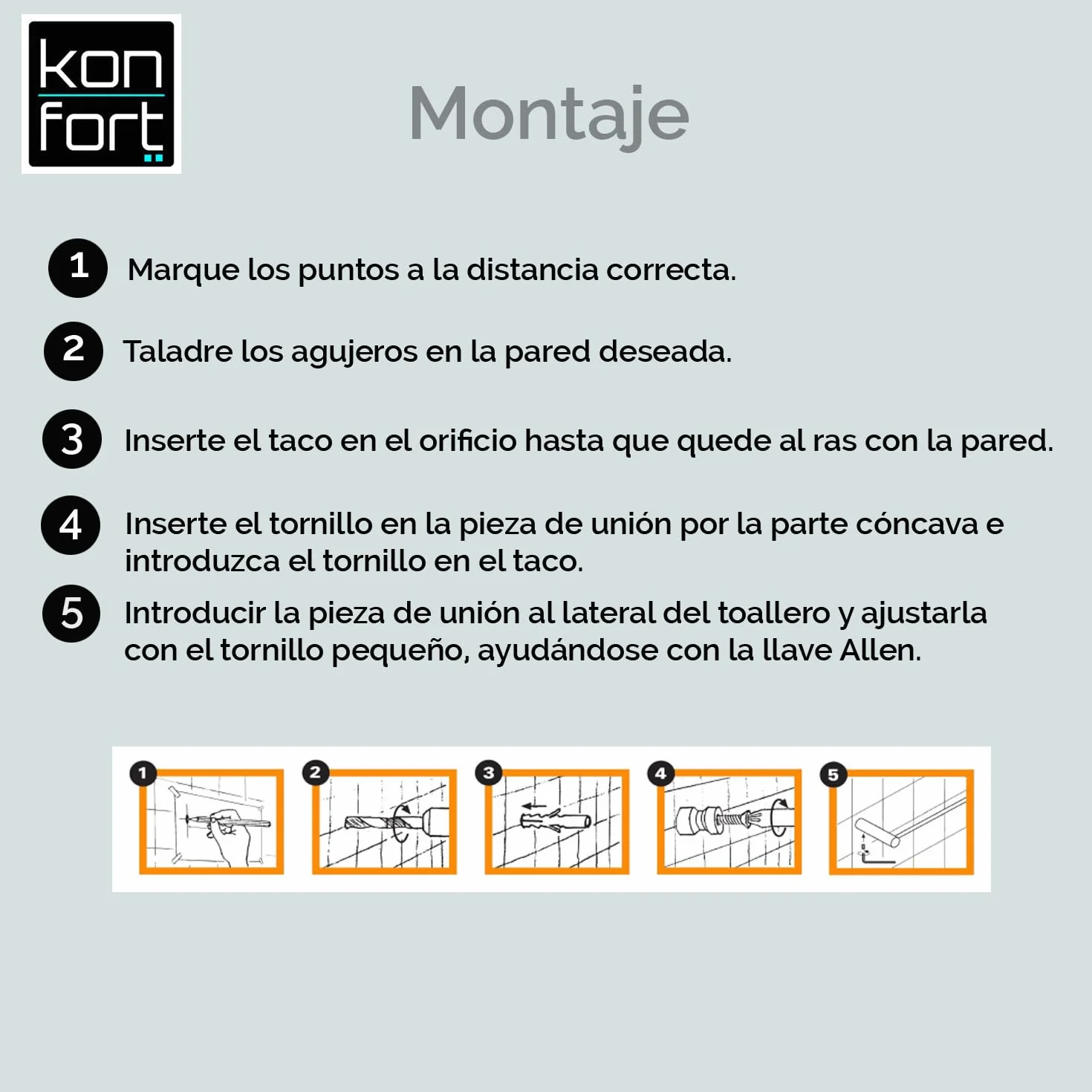Kon-fort Home Toallero Baño 30cm. con Tornillos Acero Inoxidable AISI 304 Mate, Diseño Exclusivo.