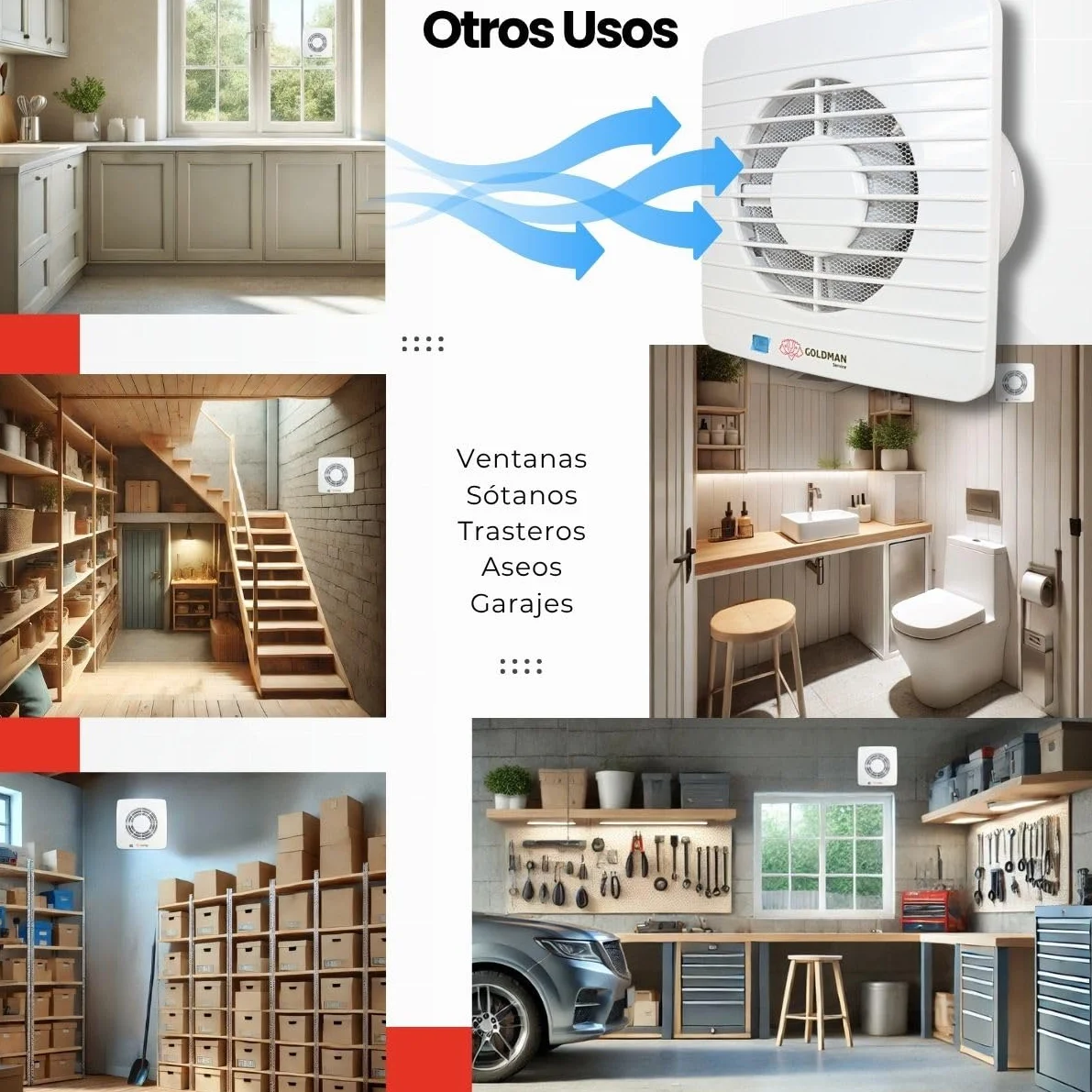 GOLDMAN SERVICE | Extractor de Baño Silencioso con Temporizador Ventilador Extractor de Aire Anti Humedad Olores Válvula Antirretorno y Mosquitera | Diámetro: 100 milímetros 12W