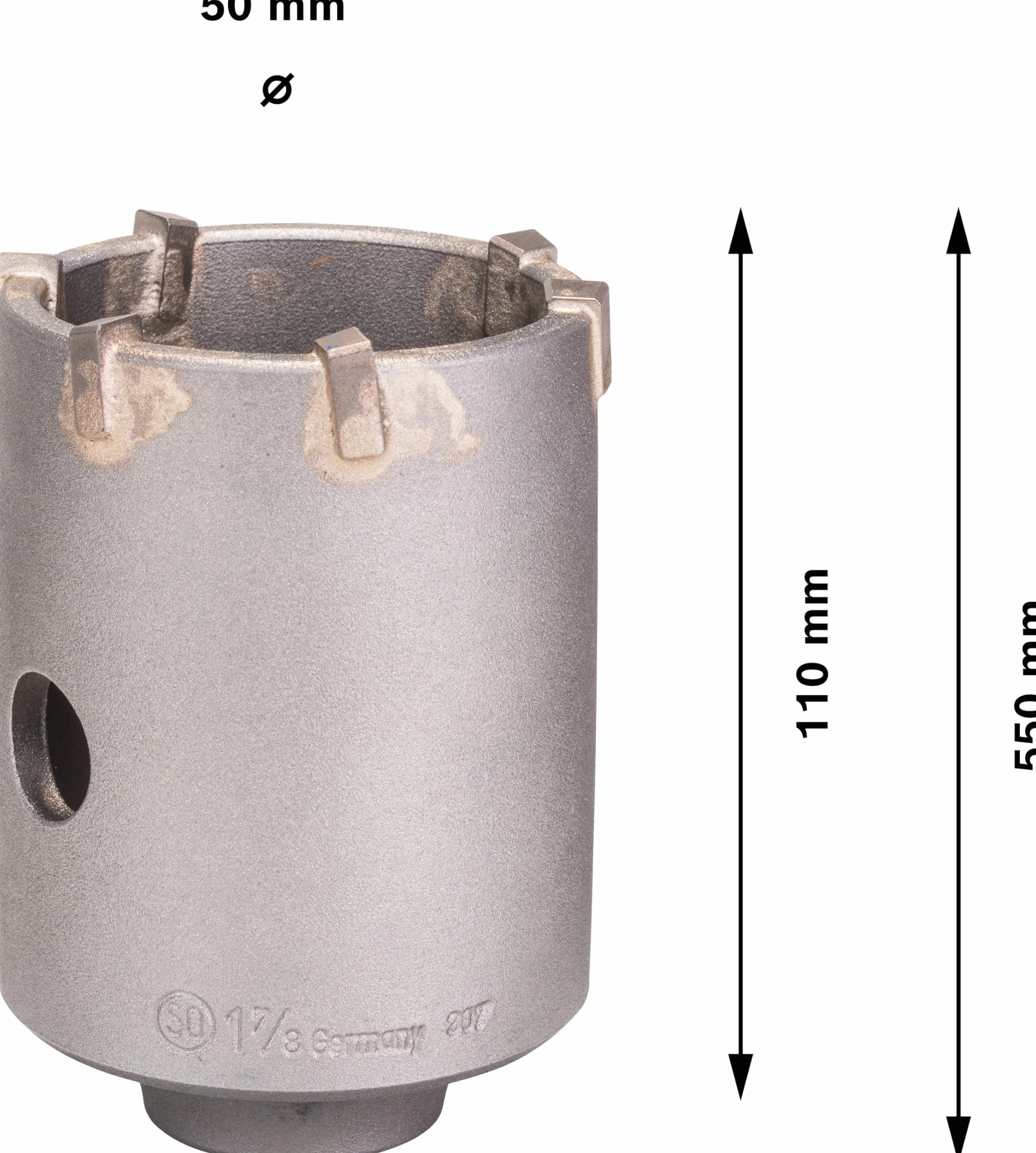 Bosch 2 608 550 075 - Corona perforadora hueca SDS-plus-9 para adaptadores hexagonales (50 x 50 x 72 mm)