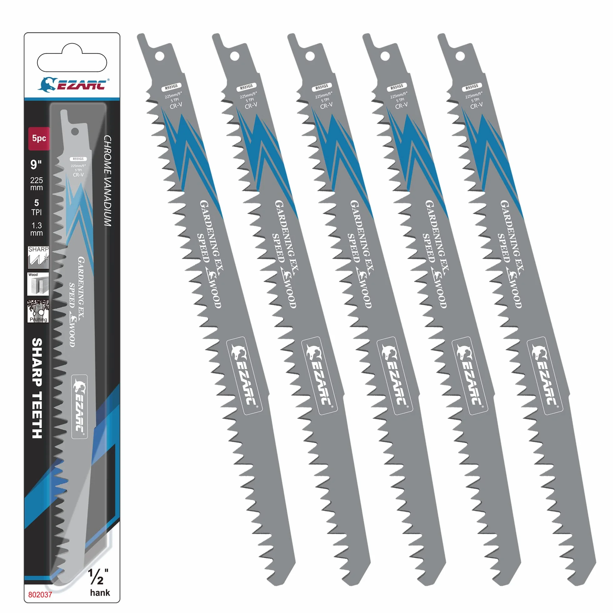 EZARC Hojas de sierra de sable 225 mm 5TPI 5 piezas para madera cortes rápidos