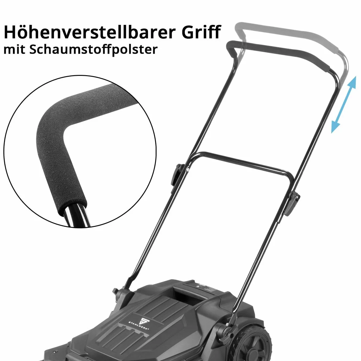 STAHLWERK Barredora SL-20 ST con 650 mm de ancho y 20 l de capacidad de barrido manual | Barredora manual con 2 cepillos
