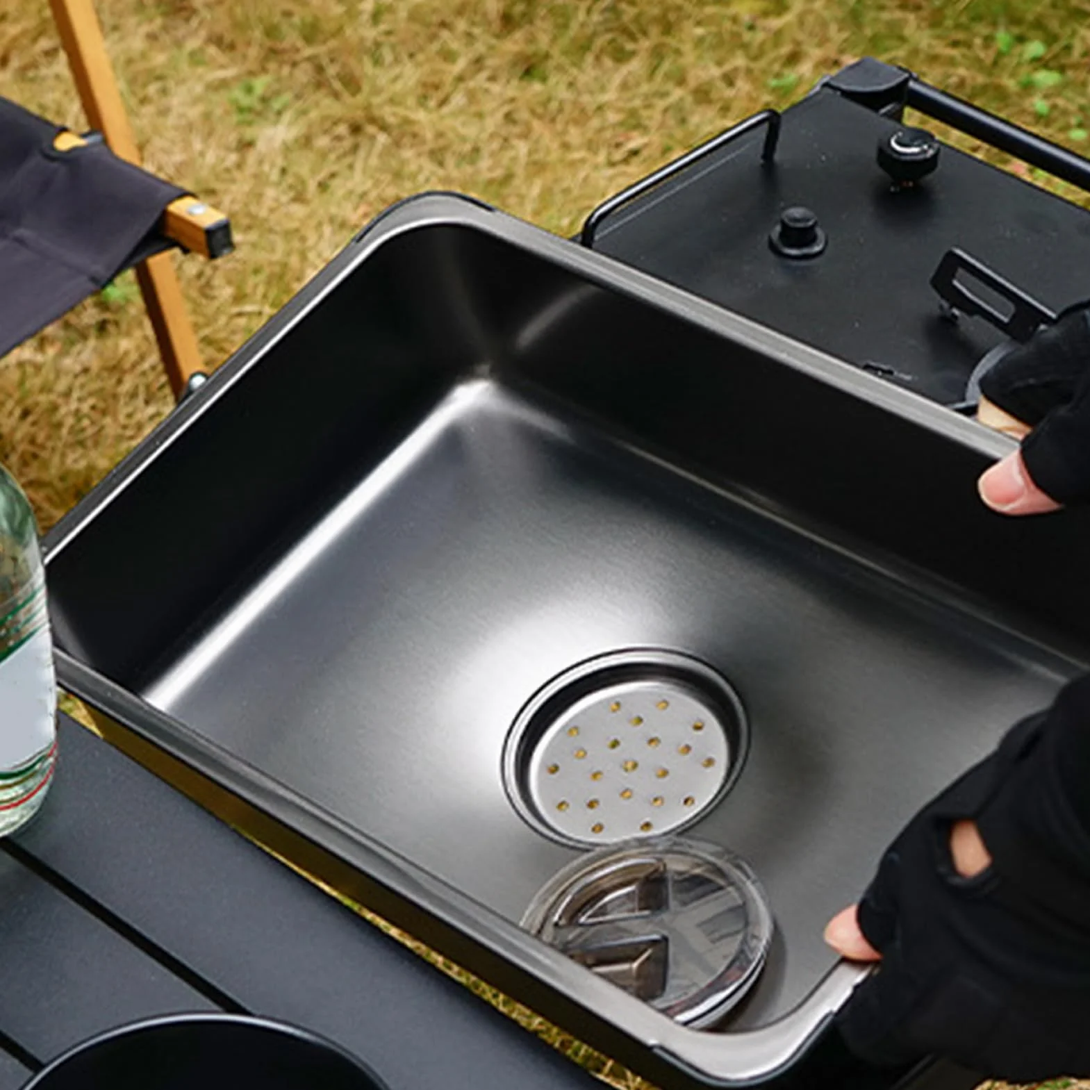 Lavabo de campo, fregadero al aire libre | Lavabo de acero inoxidable | Bañera, lavabo multiusos con tapón de drenaje para picnic interior, exterior, lavandería