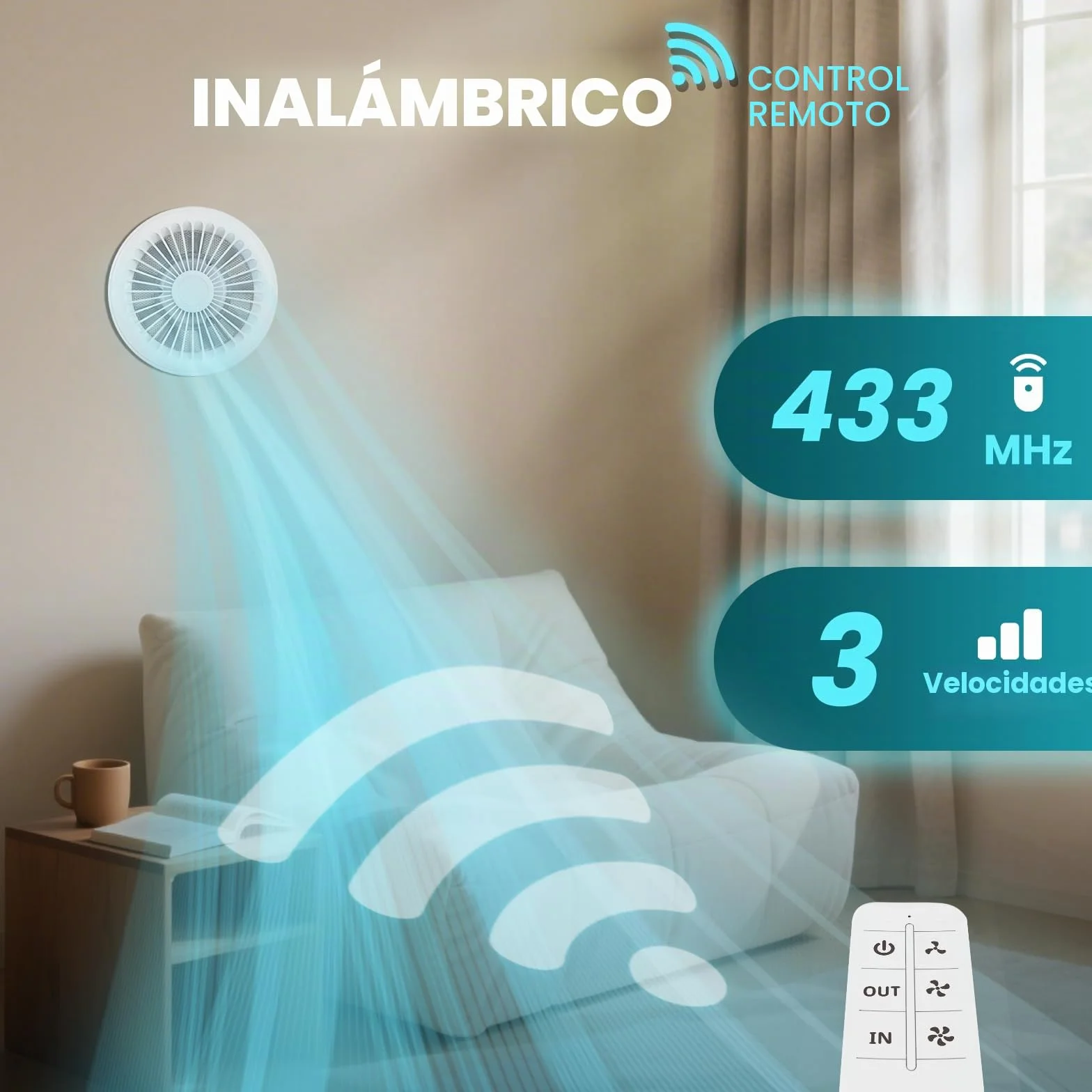 HG Power Ventilador de Extracción de 2 Vías 150mm con Mando a Distancia 3 Velocidades Silencioso para Baño Cocina