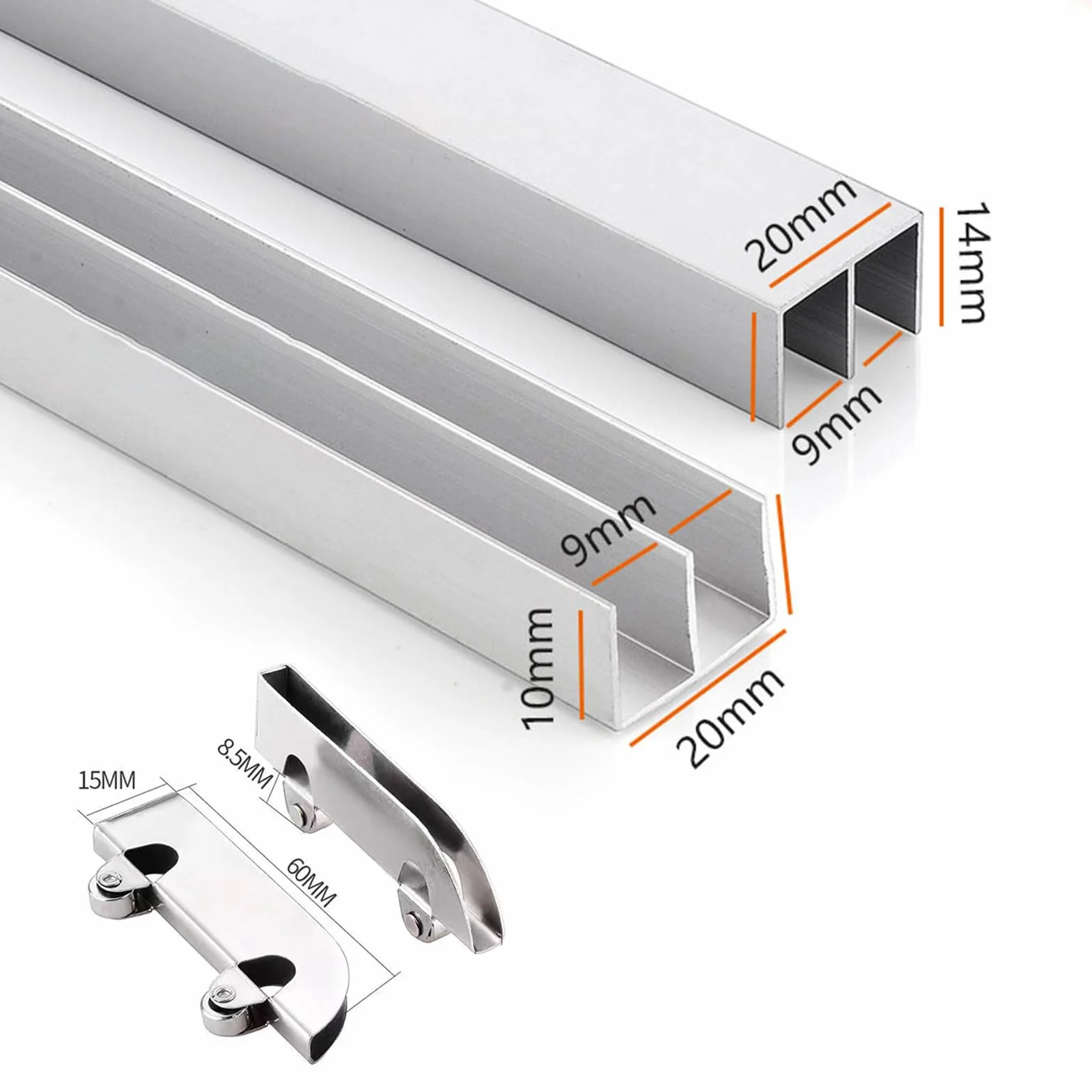 Riel para Puerta Corrediza de Bolsillo,Riel Oculto para Puerta corredera,Riel para Puerta corredera Doble,Kit de riel para Puerta corredera Doble,Ideal para oficinas en casa.