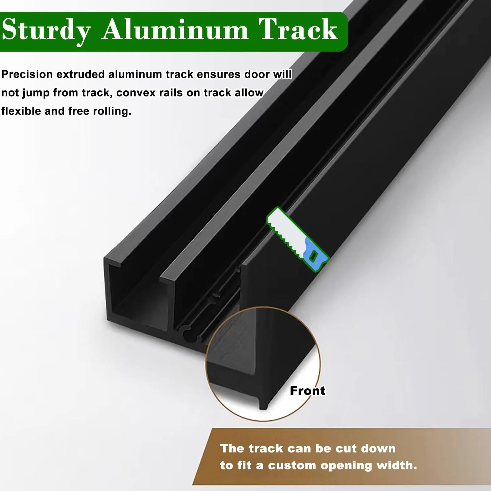 Kit Puerta Corredera Herrajes para Puerta Corredera Invisible Sin Riel, Riel Oculto con Cierre Suave para Efecto de Puerta Flotante, Riel de Puerta de Aluminio Negro(72cm(28.3in))