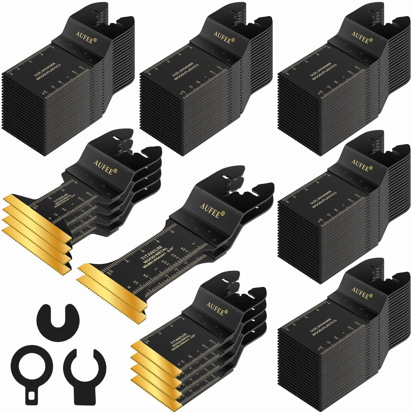 110 cuchillas oscilantes multiherramienta, hoja oscilante de titanio para madera, plásticos y metal, kits profesionales de hojas de sierra oscilantes universales para Dewalt Ryobi Milwaukee Rockwell