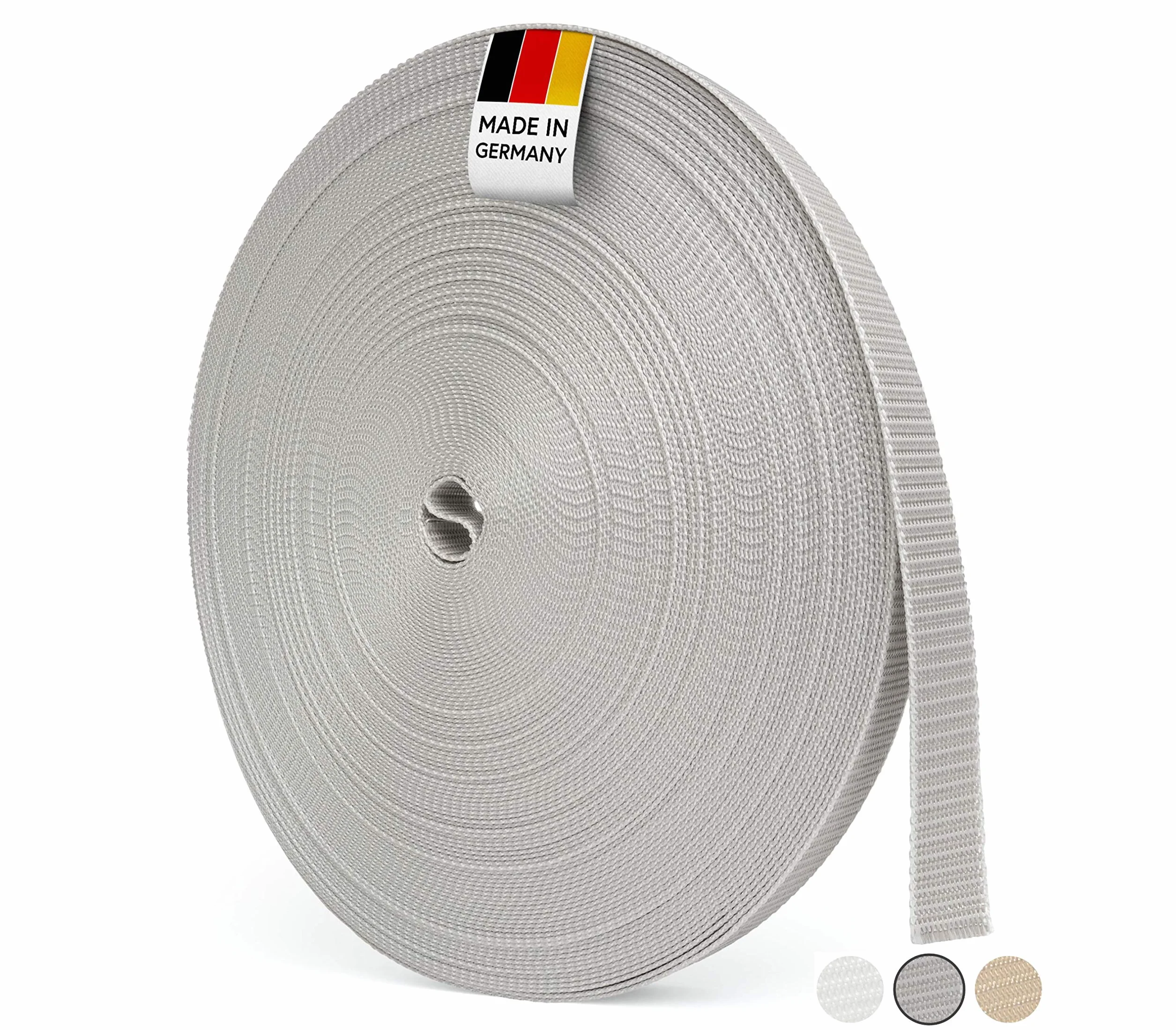 Bauheld - Correa de Persiana 23 mm para Puertas y Ventanas, Fabricado en Alemania, Cinta Gris de Alta Resistencia y Estabilidad UV
