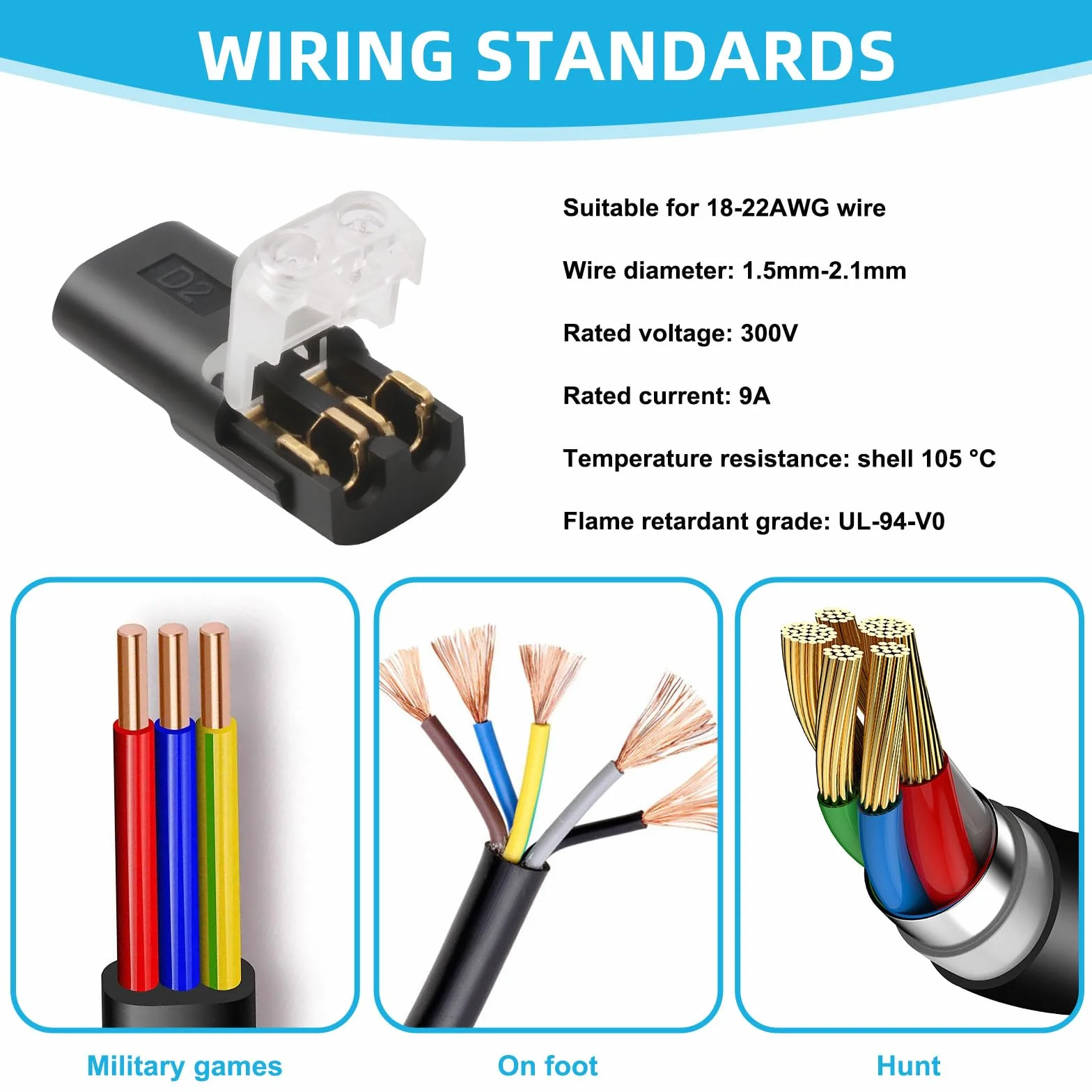 Impermeables Conectores De Cable De Coche 2 Pines 12V 18-22 AWG Para Coches Camiones Kayaks Barcos