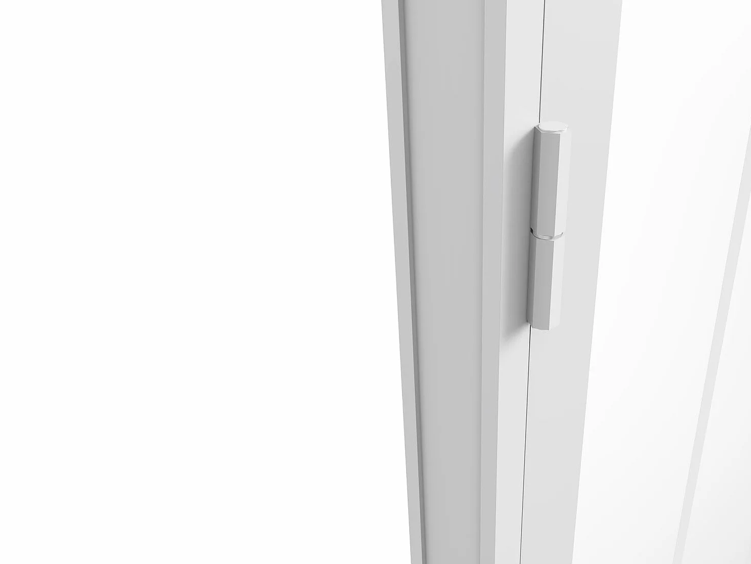 Vente-unique-Puerta reversible de aluminio y vidrio templado tipo taller - Alt. 204 x L73 cm - Blanco - ERMELO