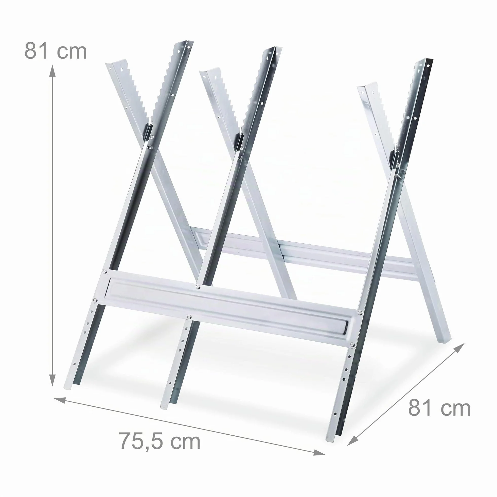 Relaxdays Caballete para Leña, Banco para Motosierras, Soporte Cortar Madera, Acero, 1 Ud., 81 x 75,5 x 81 cm, Plateado