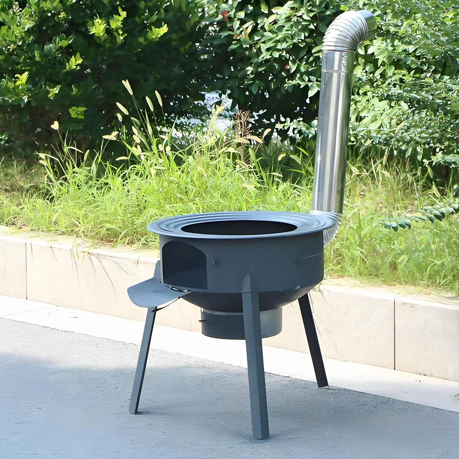 Estufa de Leña de Hierro Fundido Interior y Exterior Estufas de Camping Portátil de Acero Grueso con Patas de 70cm, Estufa Calefactora Multifunción(35cm)