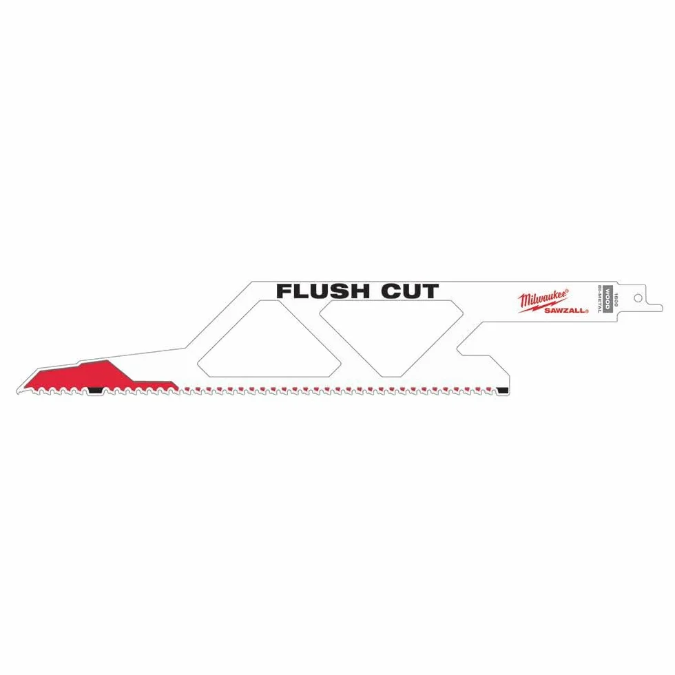 Milwaukee - Hoja Sable FLUSH CUT 300mm 5Tpi, para corte al ras Madera con y sin clavos - SZ Bl. 300 x 5-1pc