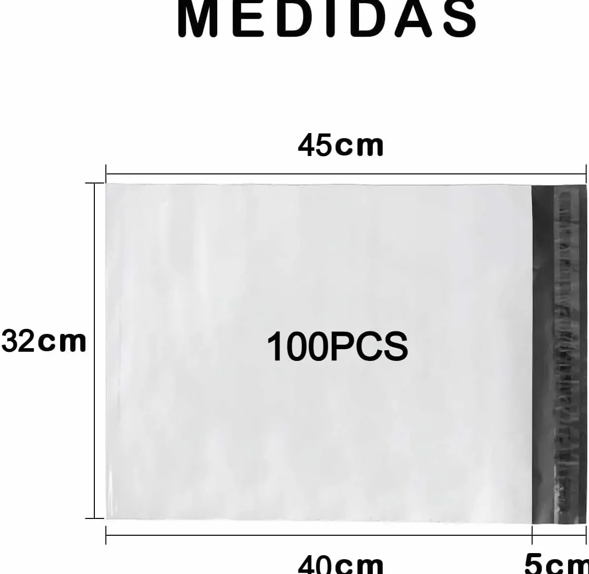 Bolsas para Envíos Autoadhesivos 32x40+5cm 100 Unidades Blancas Impermeables Plástico Reciclado