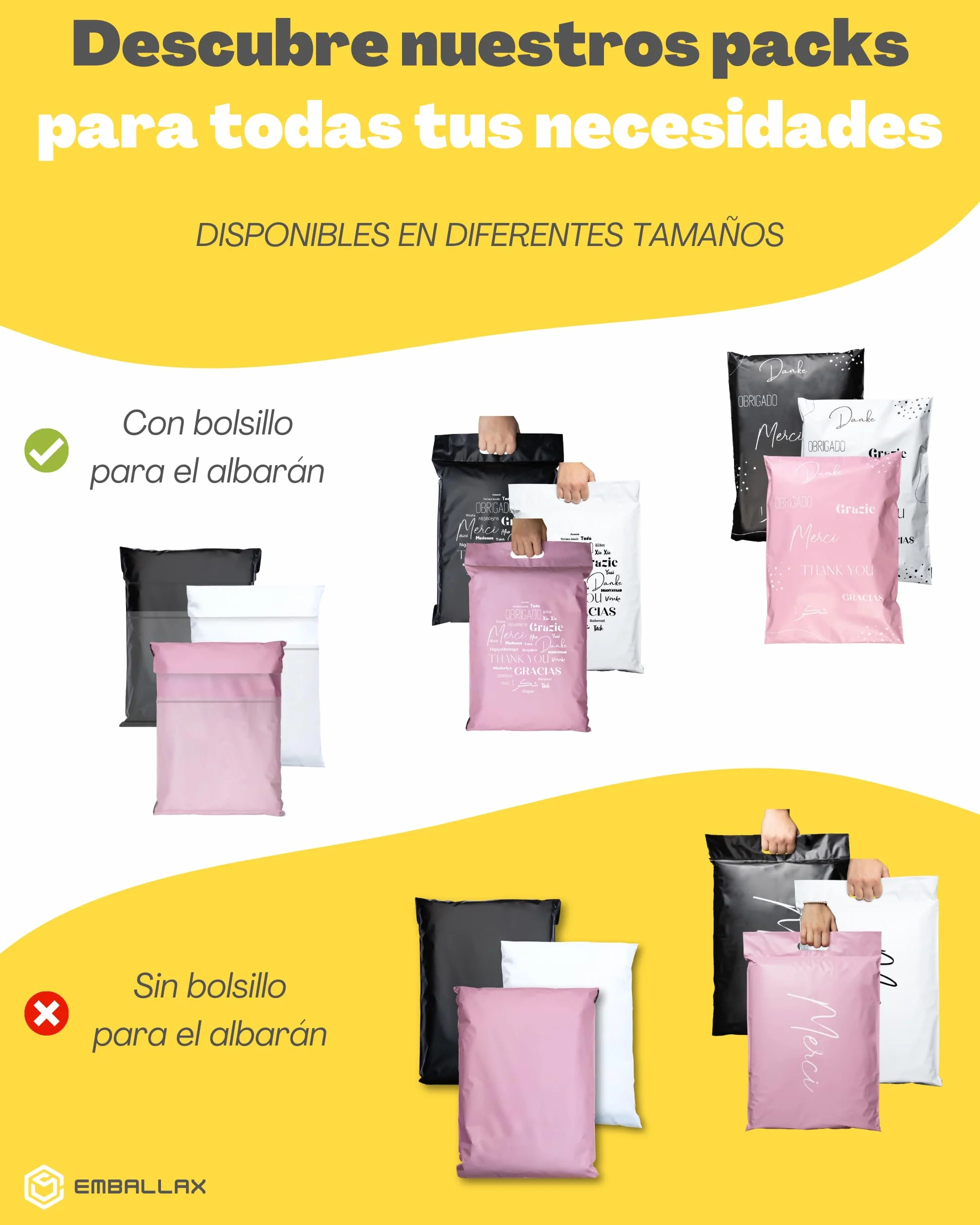 Bolsas para Envíos Vinted 30 uds - 3 Tamaños S/M/L - Opaco Resistente Impermeable - Sobres Plástico