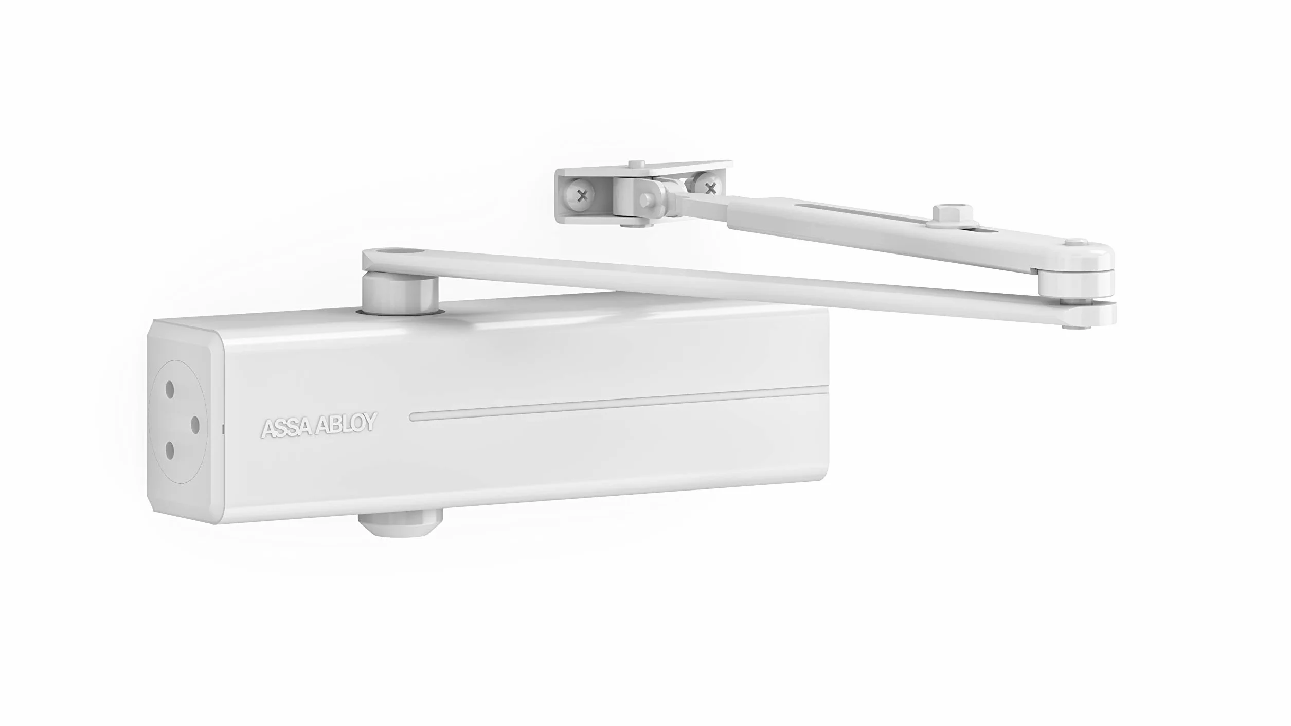 TESA DC140 DC140-D9016 cierrapuertas, EN 2/3, brazo articulado, apto para puertas cortafuegos, acabado Blanco RAL 9016, instalación en superficie, control de cierre regulable, ajuste de velocidad